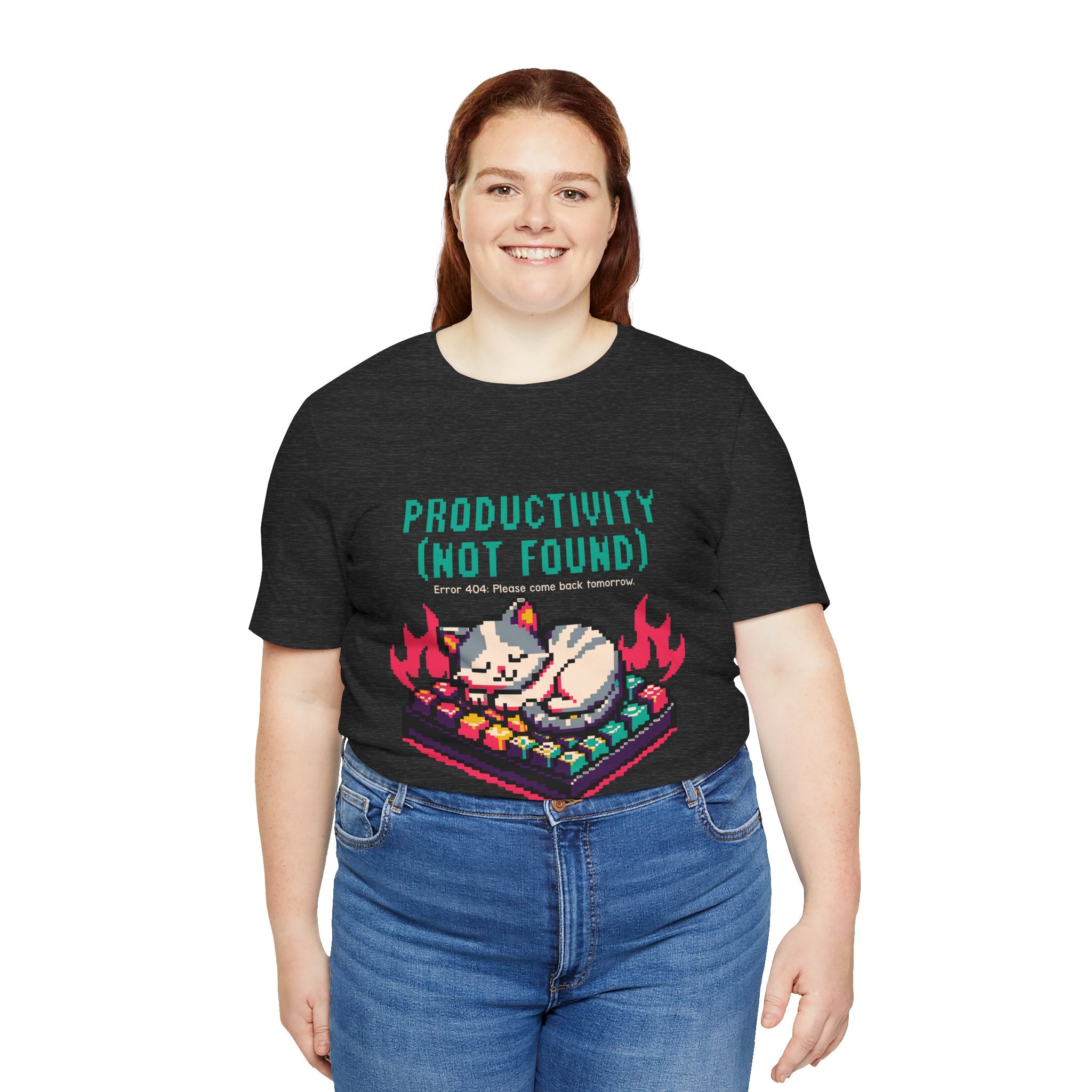 Productivity (Not Found) Cat Tee - Funny Retro Pixel Art T-Shirt