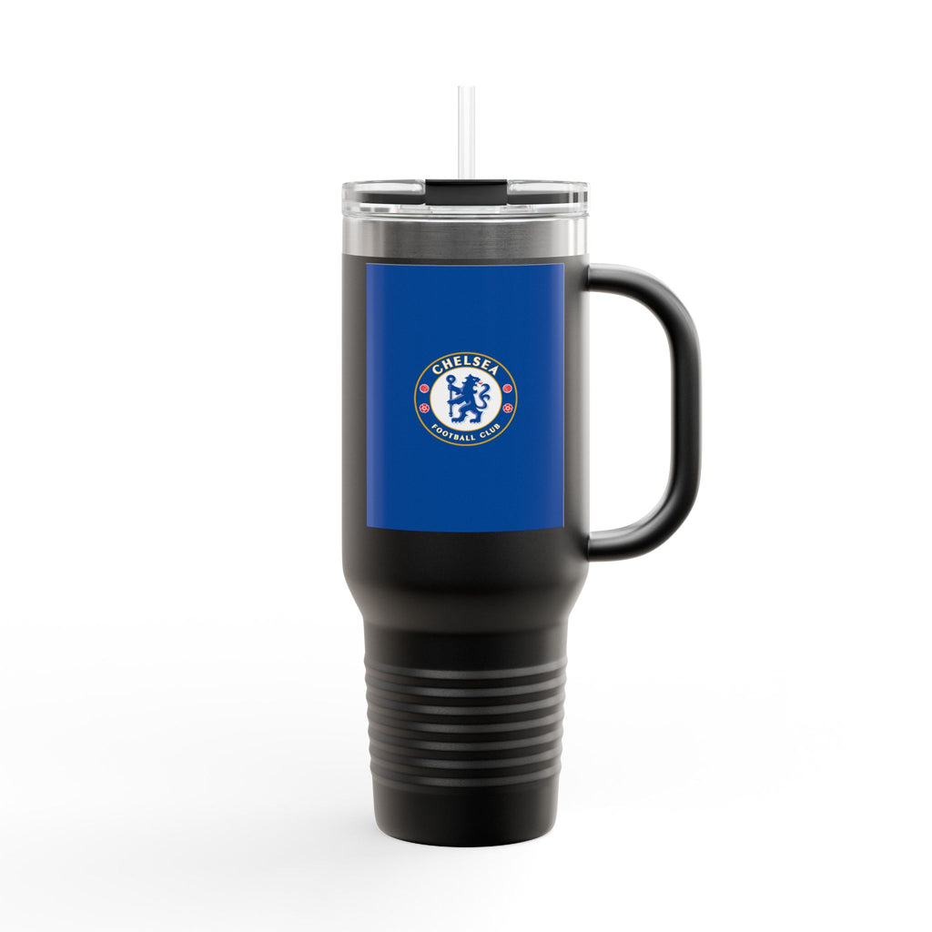 Chelsea FC 40oz Insulated Travel Mug — Stainless Steel Tumbler with Handle & Straw