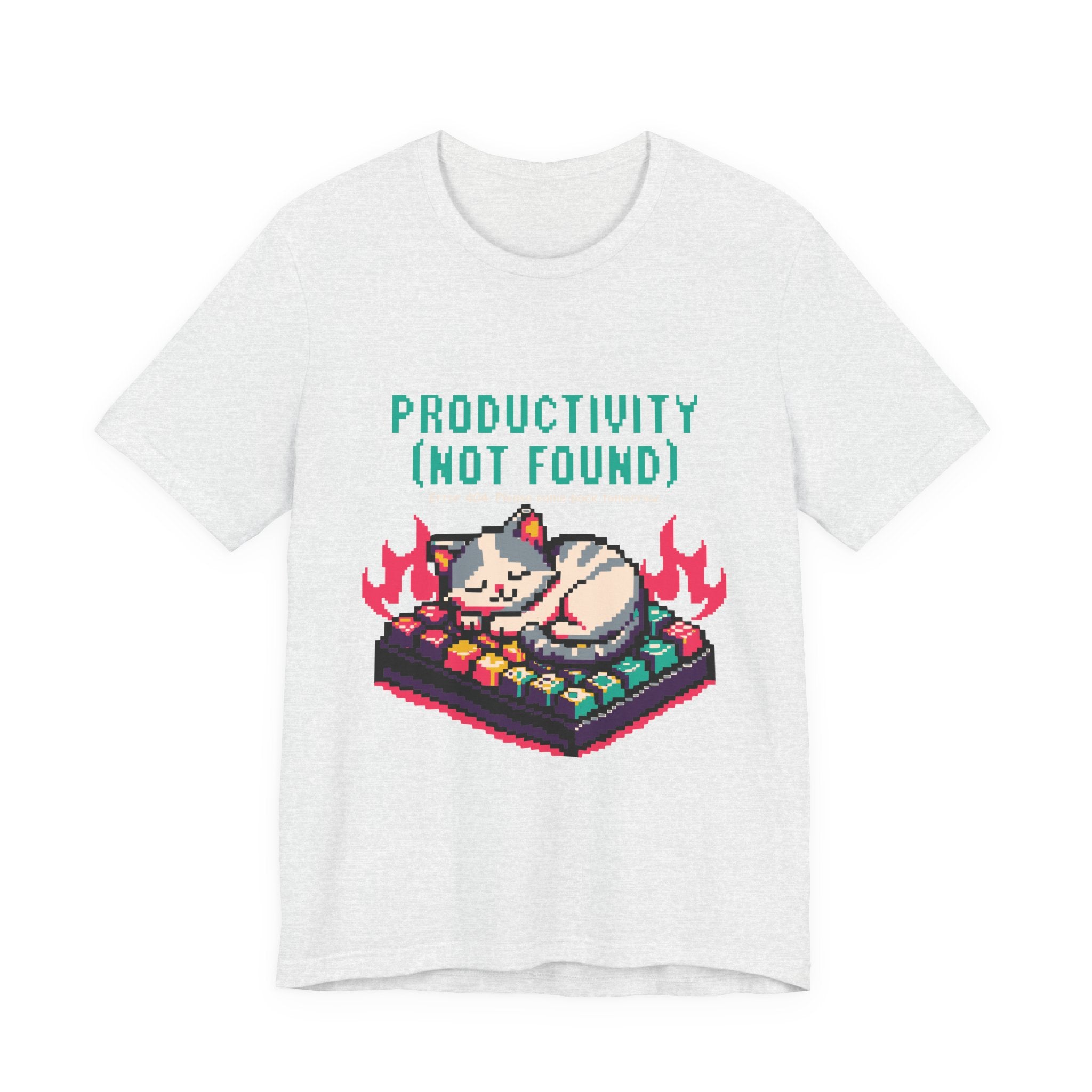 Productivity (Not Found) Cat Tee - Funny Retro Pixel Art T-Shirt