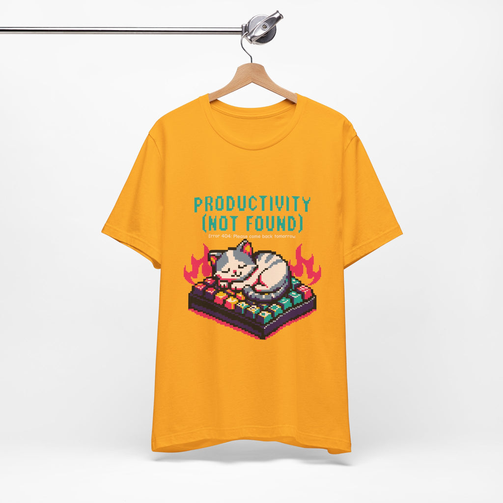 Productivity (Not Found) Cat Tee - Funny Retro Pixel Art T-Shirt