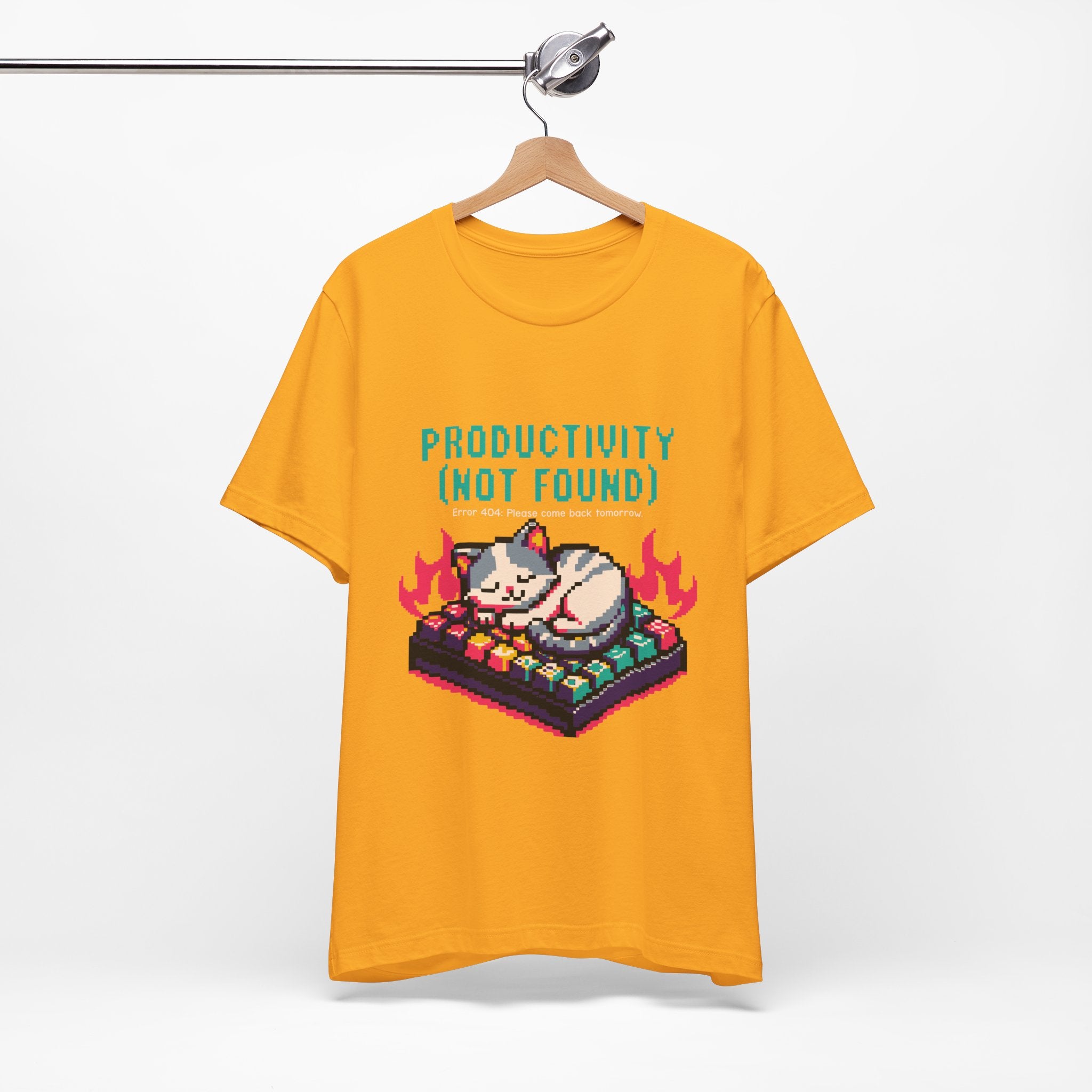 Productivity (Not Found) Cat Tee - Funny Retro Pixel Art T-Shirt