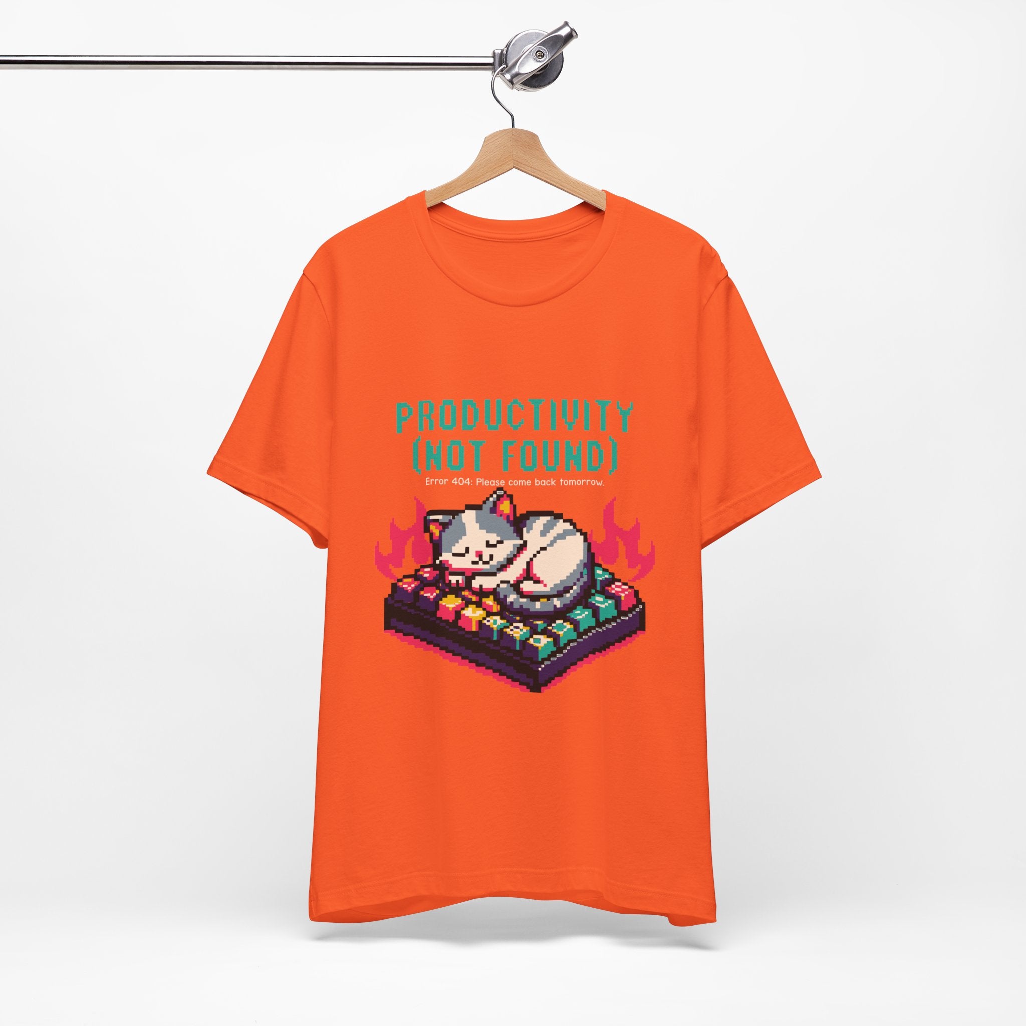 Productivity (Not Found) Cat Tee - Funny Retro Pixel Art T-Shirt