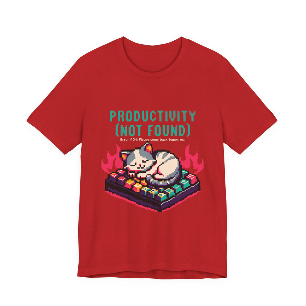 Productivity (Not Found) Cat Tee - Funny Retro Pixel Art T-Shirt