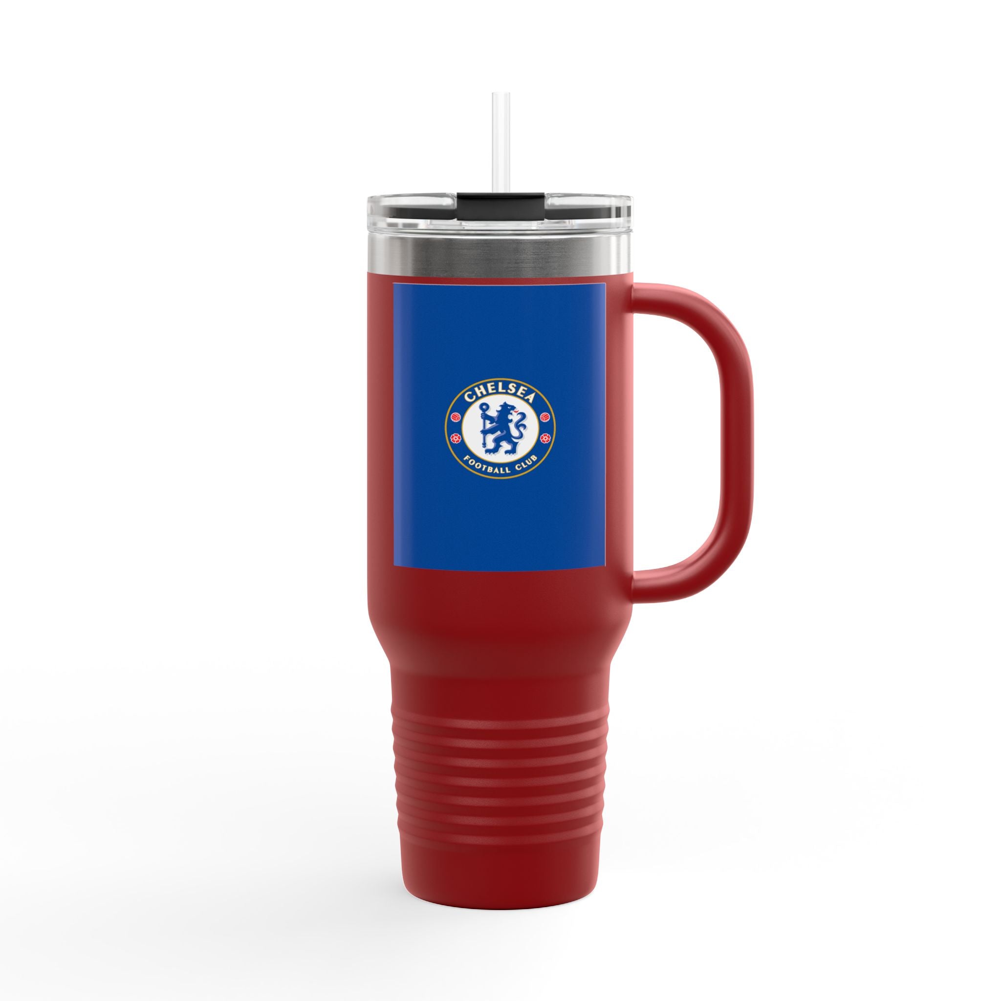 Chelsea FC 40oz Insulated Travel Mug — Stainless Steel Tumbler with Handle & Straw