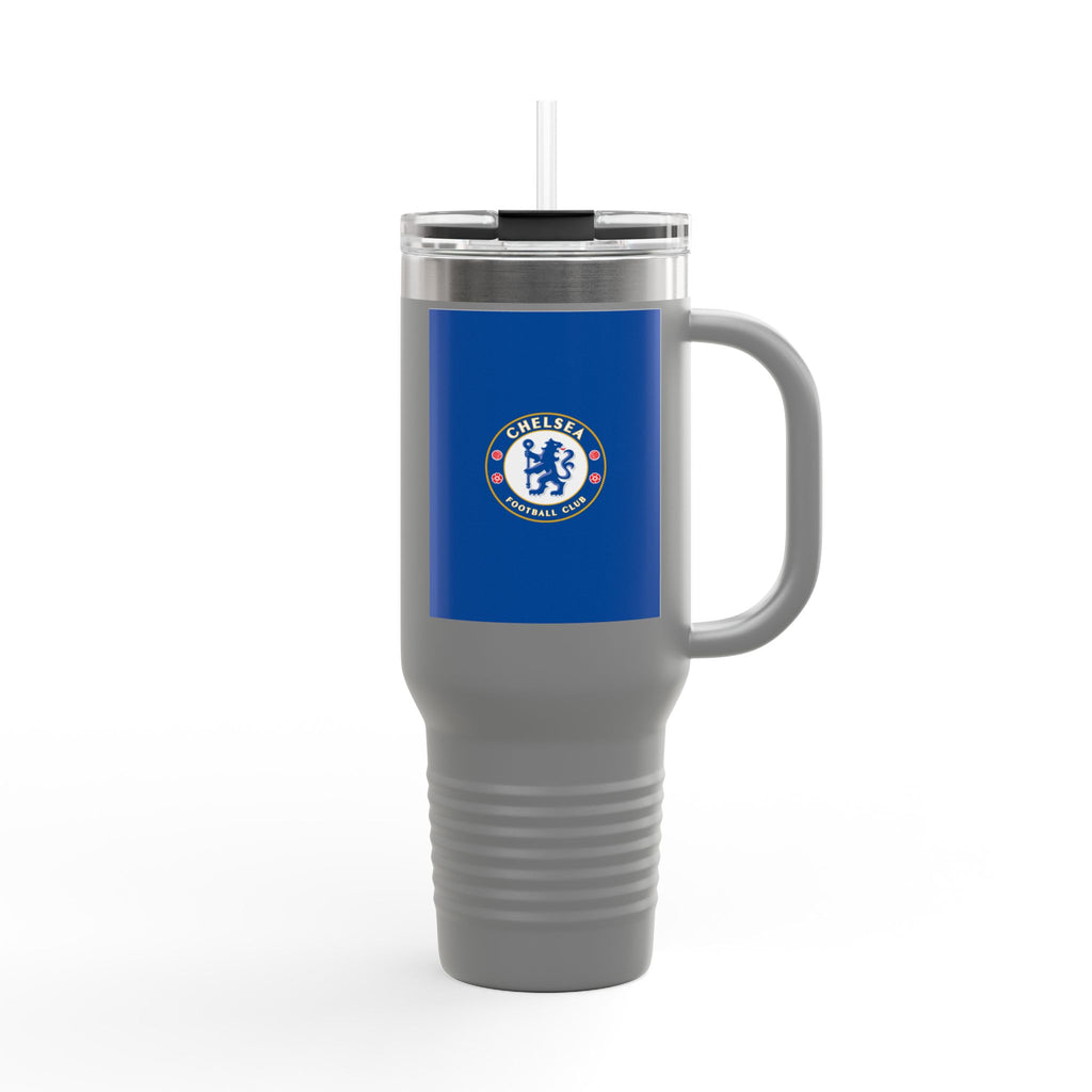 Chelsea FC 40oz Insulated Travel Mug — Stainless Steel Tumbler with Handle & Straw