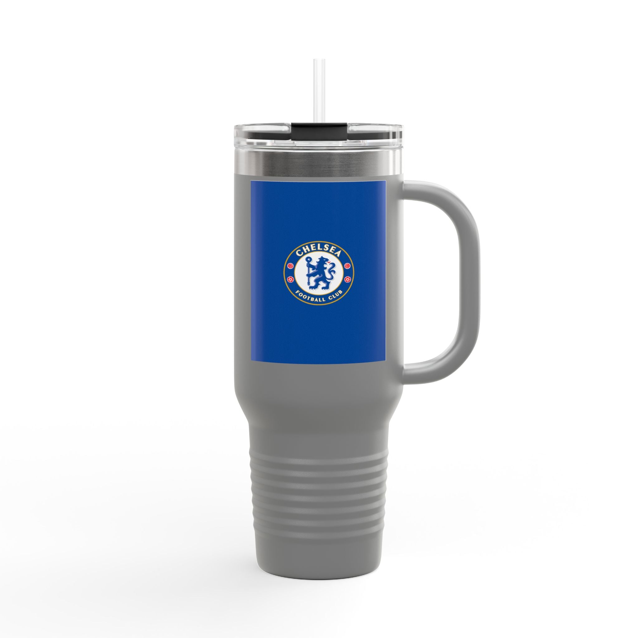 Chelsea FC 40oz Insulated Travel Mug — Stainless Steel Tumbler with Handle & Straw