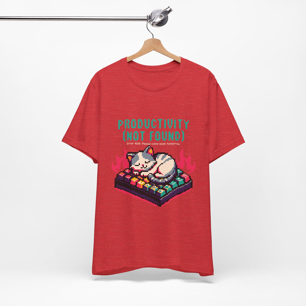 Productivity (Not Found) Cat Tee - Funny Retro Pixel Art T-Shirt