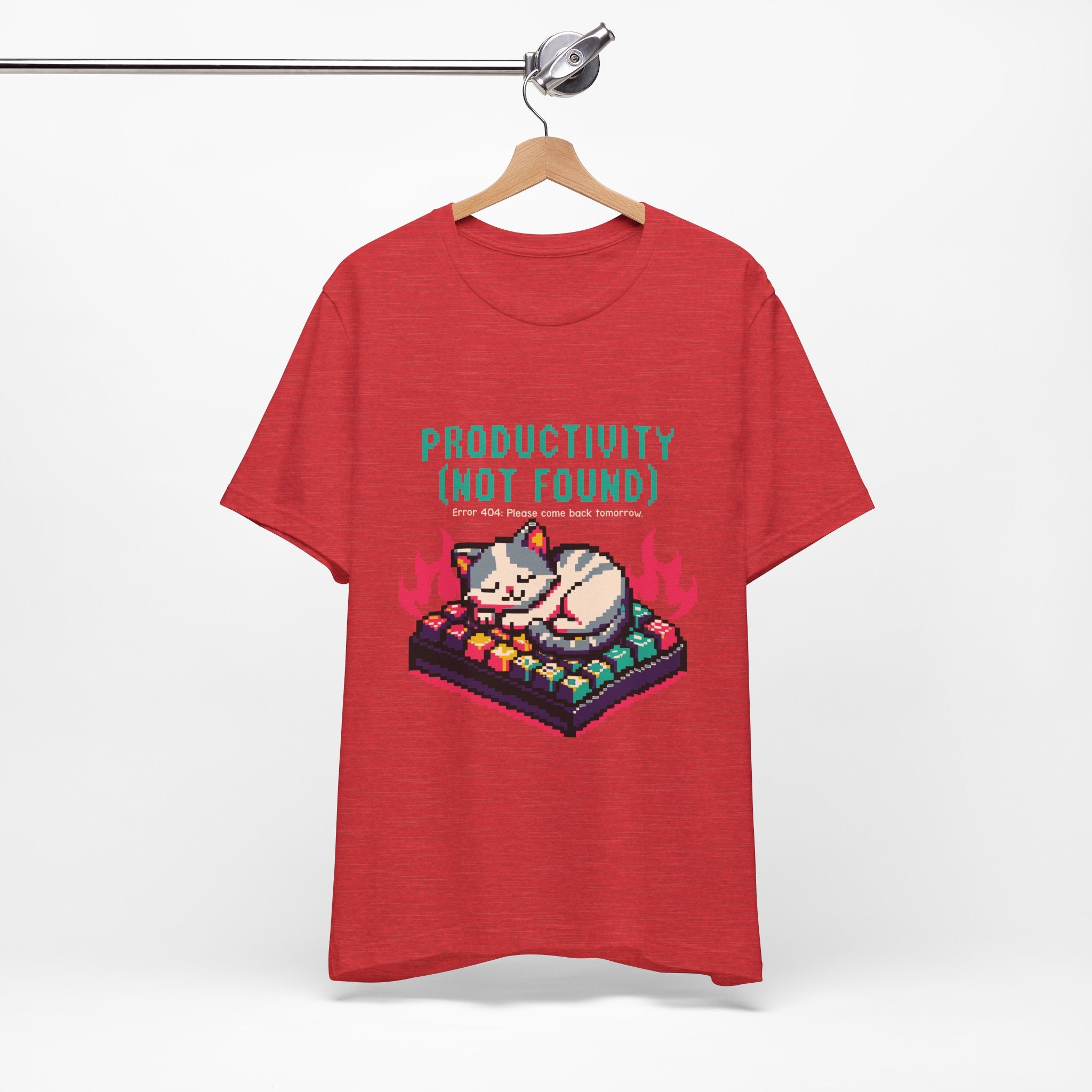 Productivity (Not Found) Cat Tee - Funny Retro Pixel Art T-Shirt