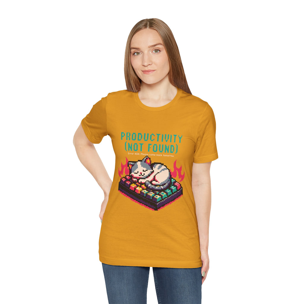 Productivity (Not Found) Cat Tee - Funny Retro Pixel Art T-Shirt
