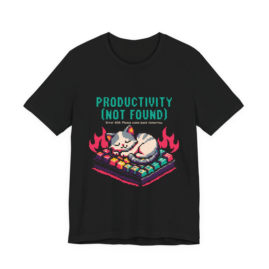 Productivity (Not Found) Cat Tee - Funny Retro Pixel Art T-Shirt