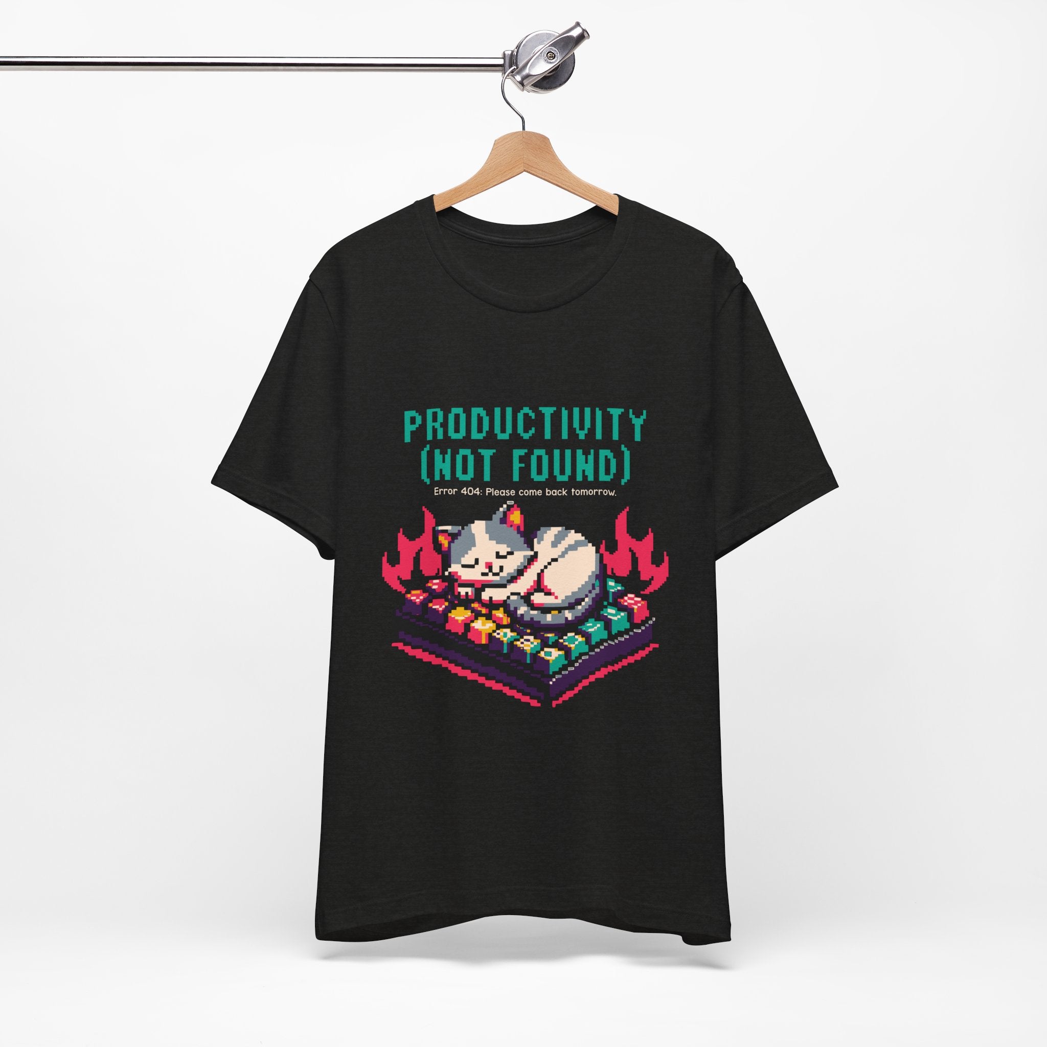 Productivity (Not Found) Cat Tee - Funny Retro Pixel Art T-Shirt