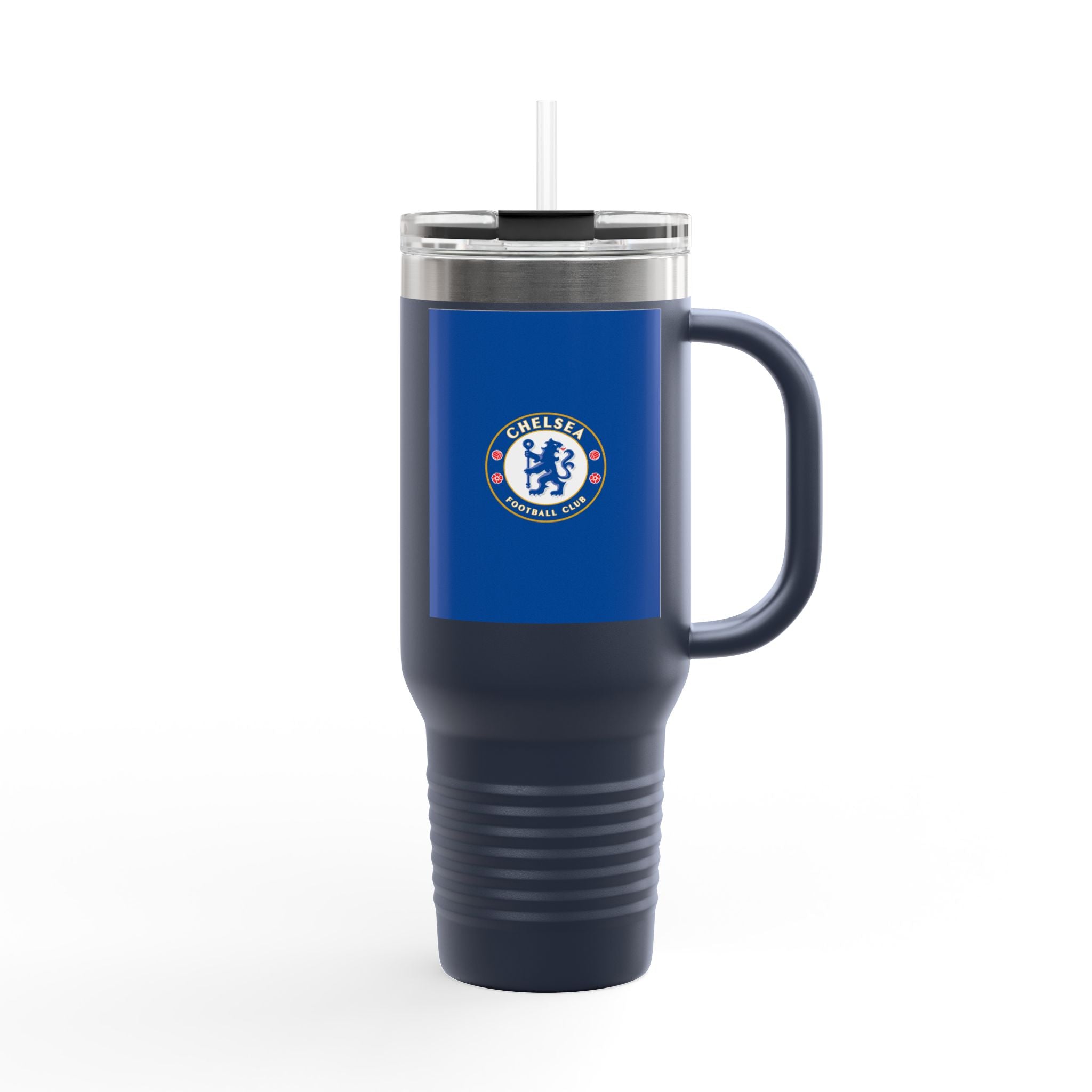 Chelsea FC 40oz Insulated Travel Mug — Stainless Steel Tumbler with Handle & Straw
