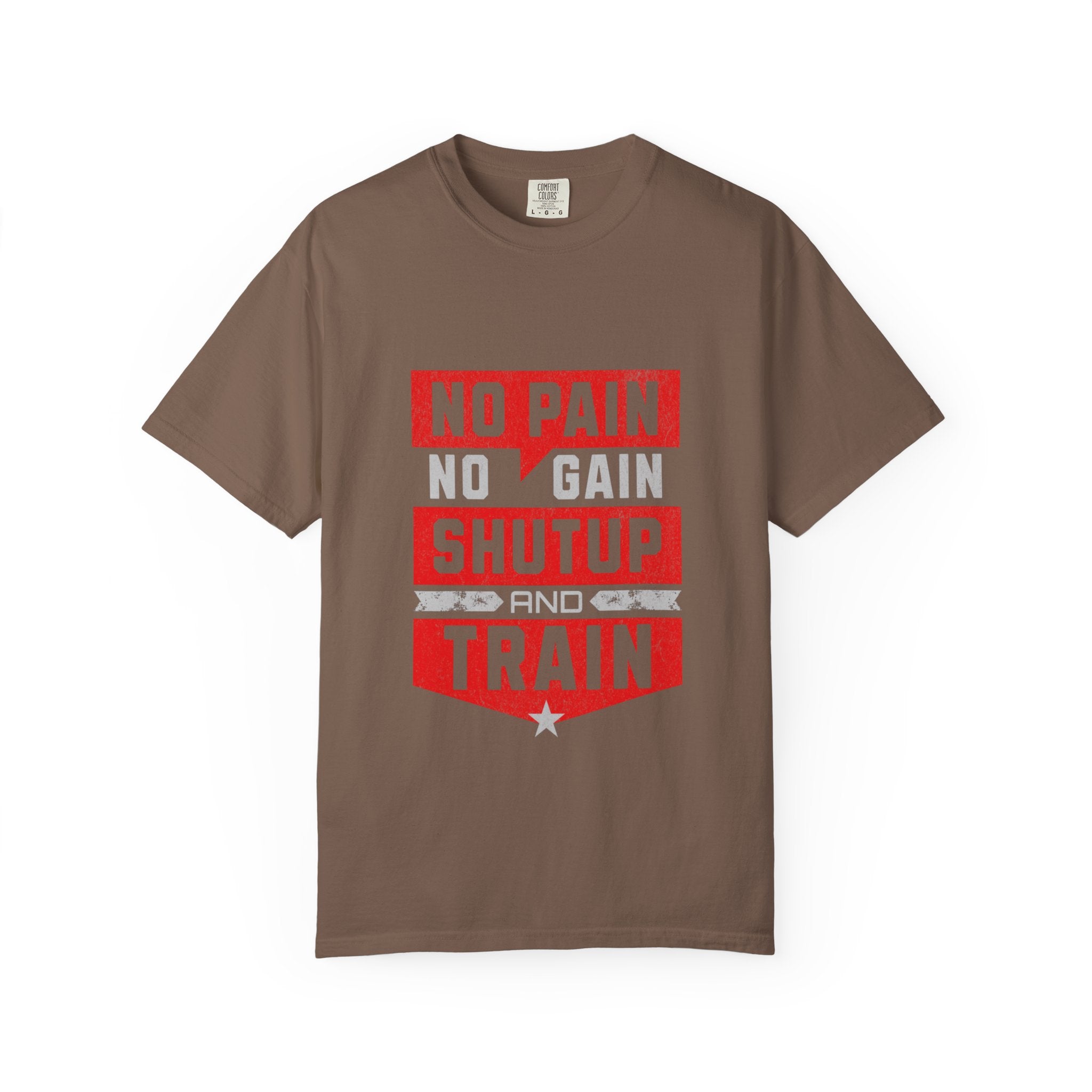 Workout T-Shirt — "No Pain No Gain Shut Up and Train" Motivational Gym Tee