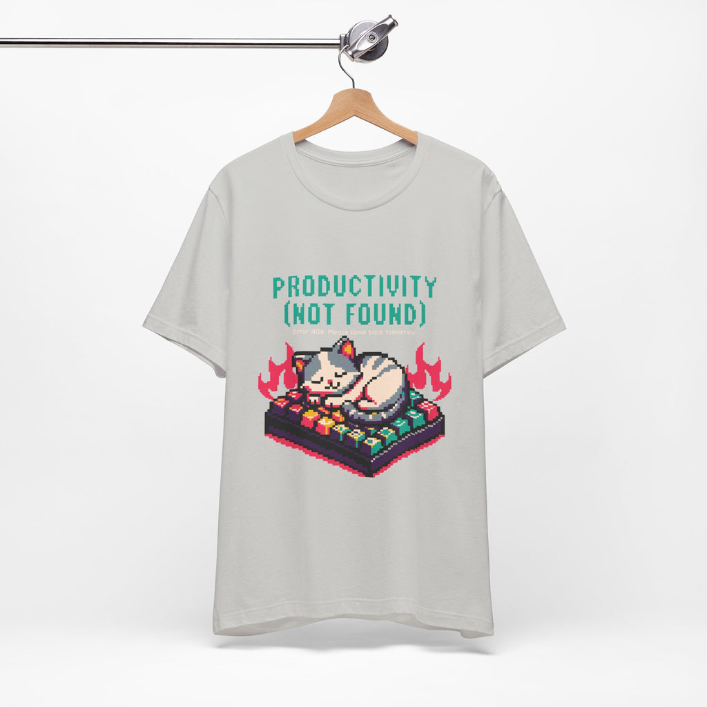 Productivity (Not Found) Cat Tee - Funny Retro Pixel Art T-Shirt