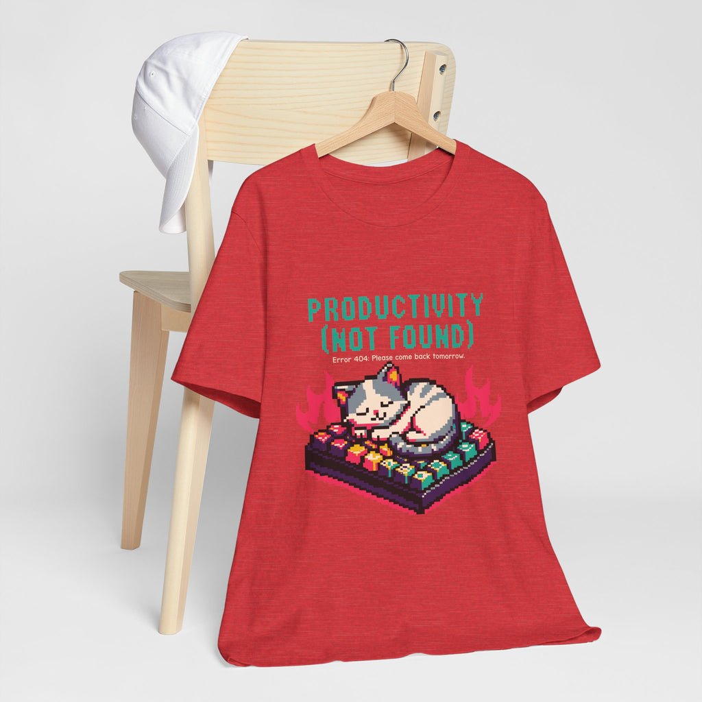 Productivity (Not Found) Cat Tee - Funny Retro Pixel Art T-Shirt