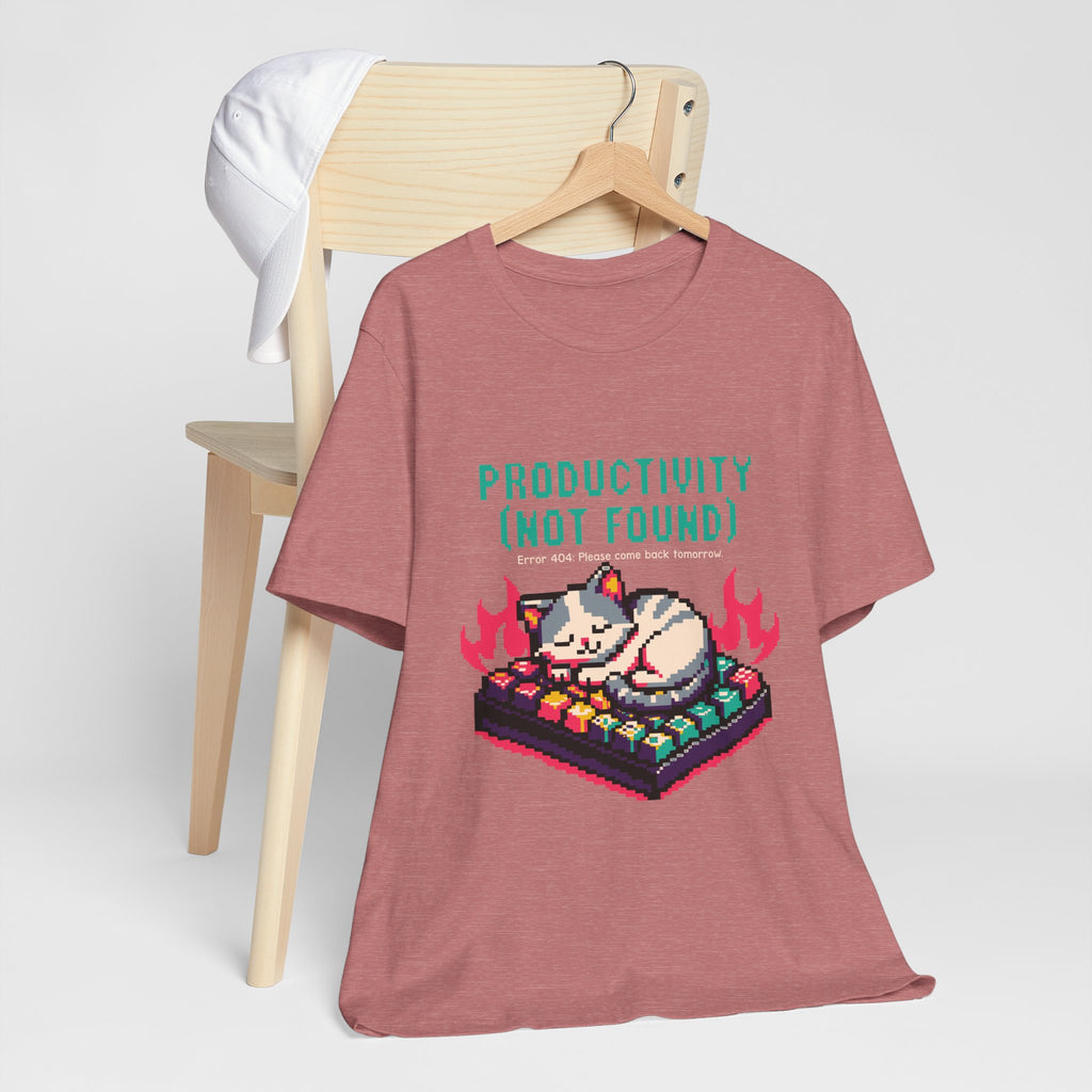 Productivity (Not Found) Cat Tee - Funny Retro Pixel Art T-Shirt