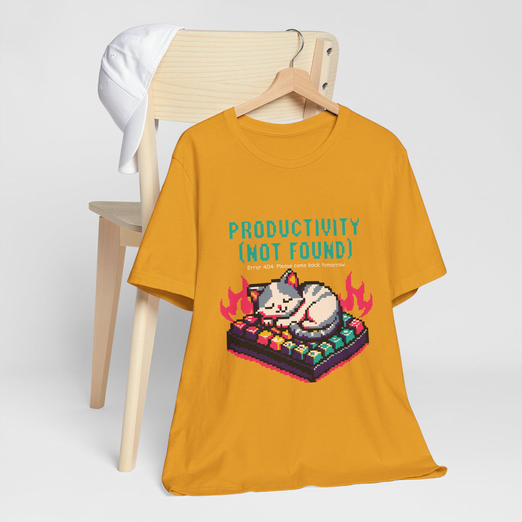 Productivity (Not Found) Cat Tee - Funny Retro Pixel Art T-Shirt