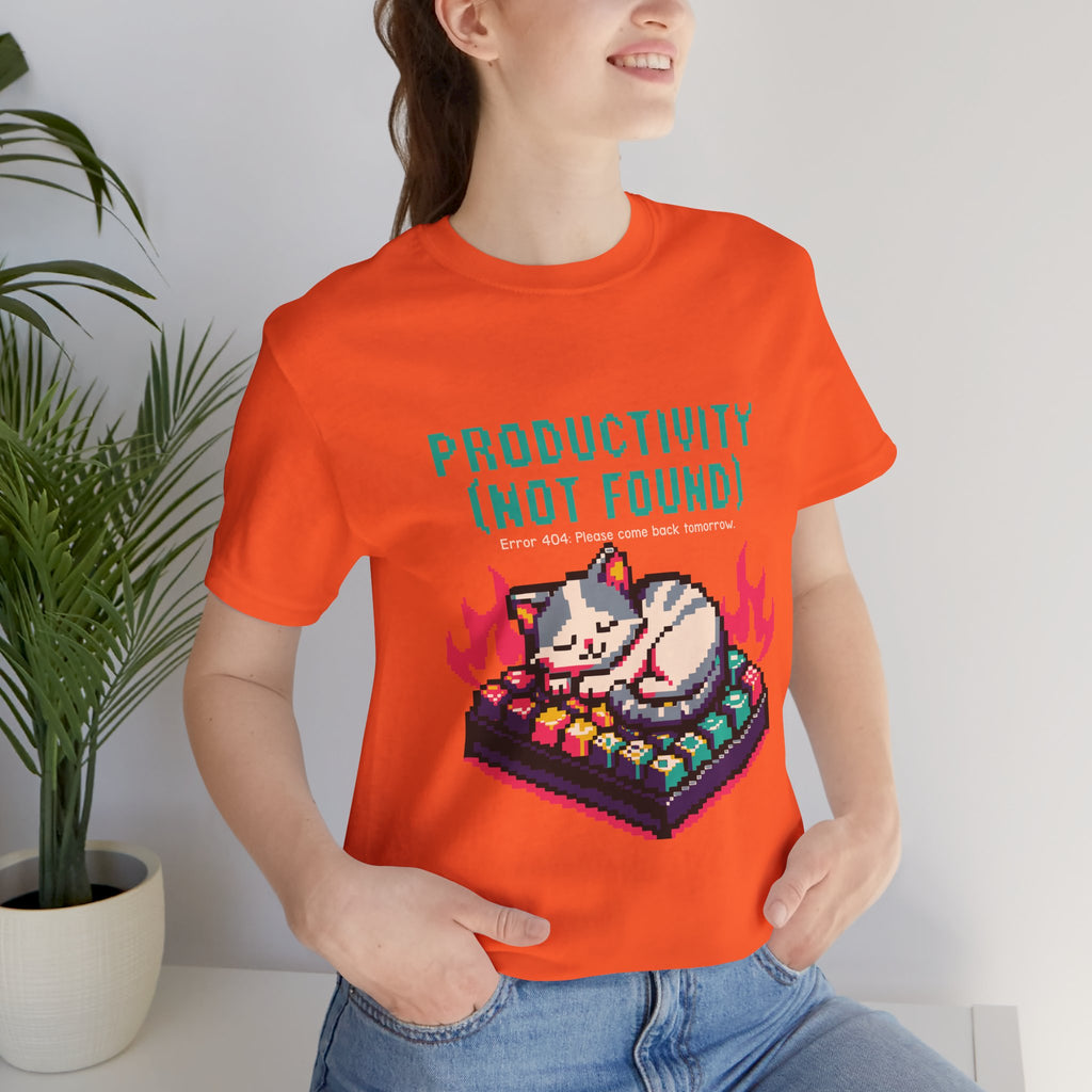Productivity (Not Found) Cat Tee - Funny Retro Pixel Art T-Shirt