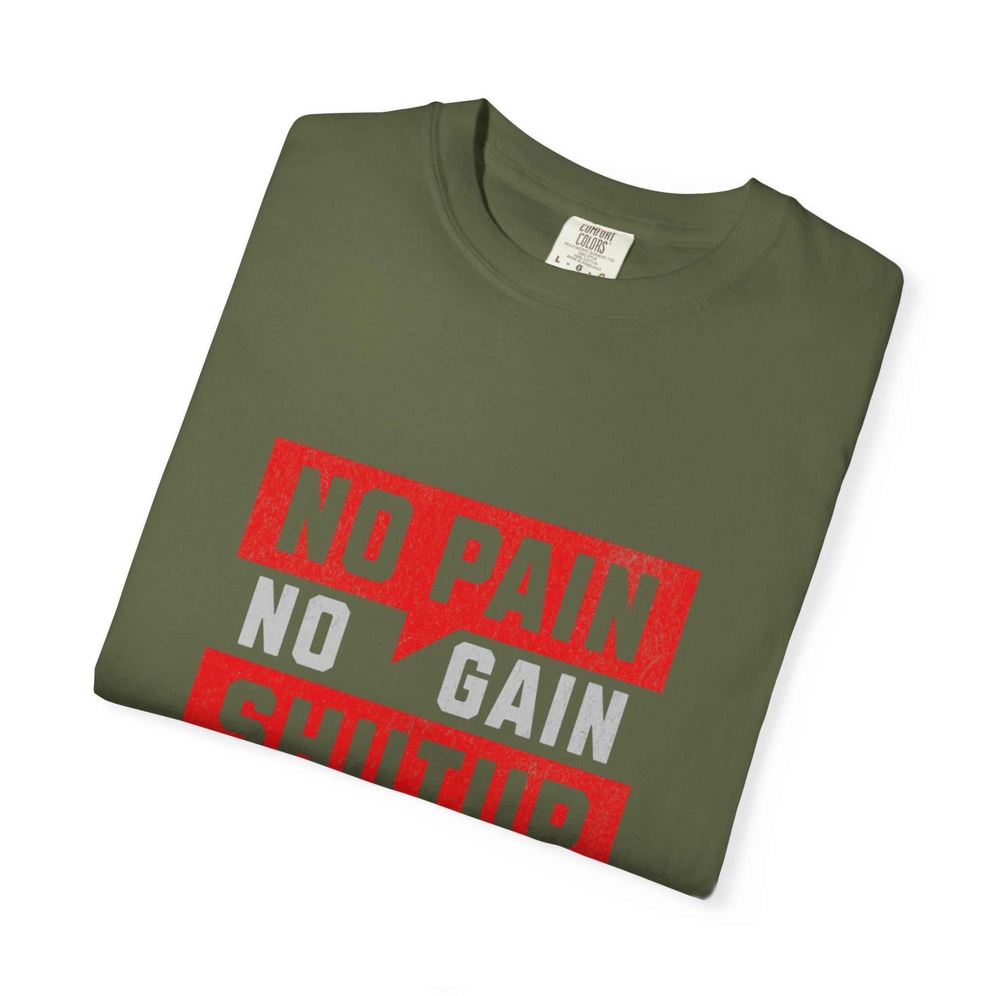 Workout T-Shirt — "No Pain No Gain Shut Up and Train" Motivational Gym Tee