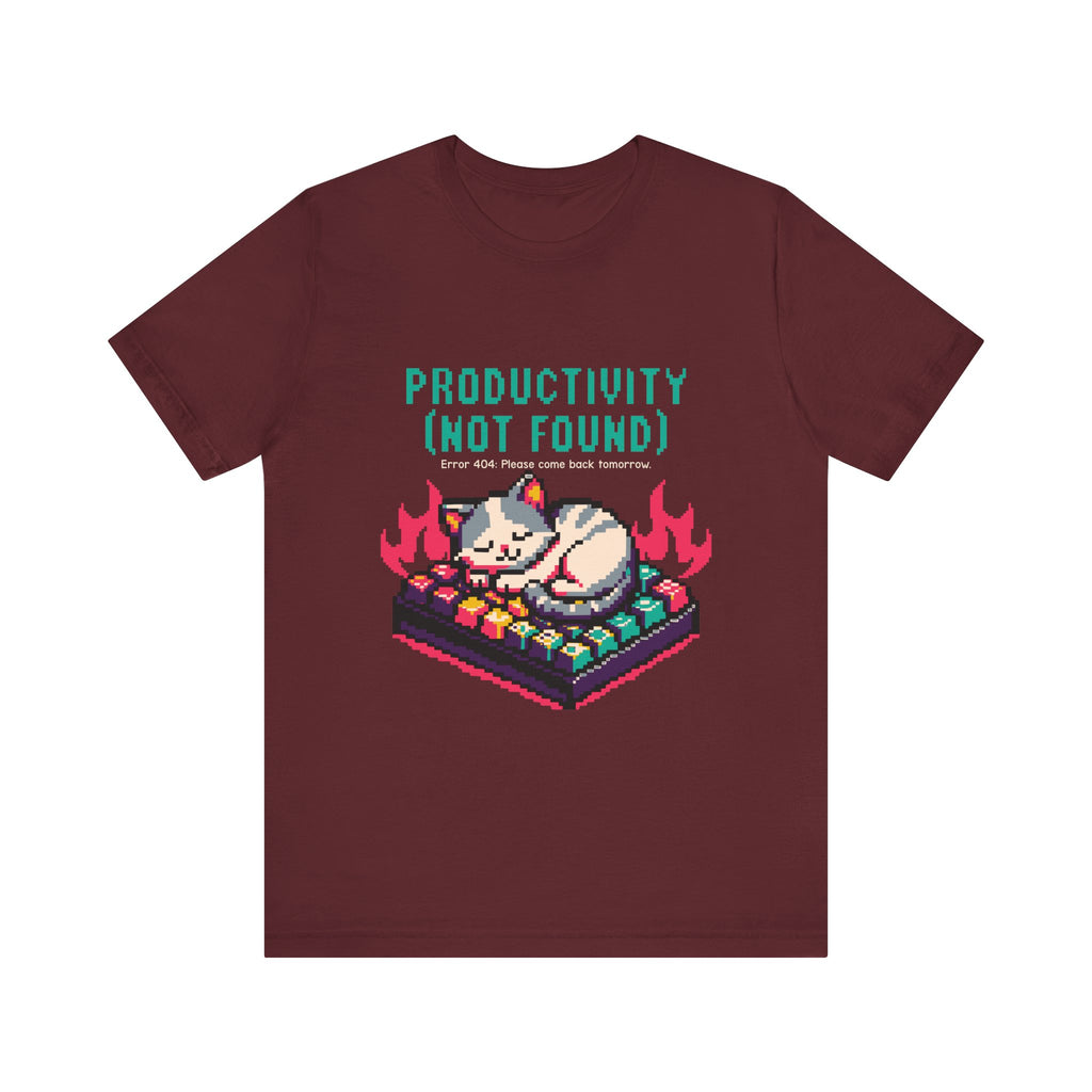 Productivity (Not Found) Cat Tee - Funny Retro Pixel Art T-Shirt