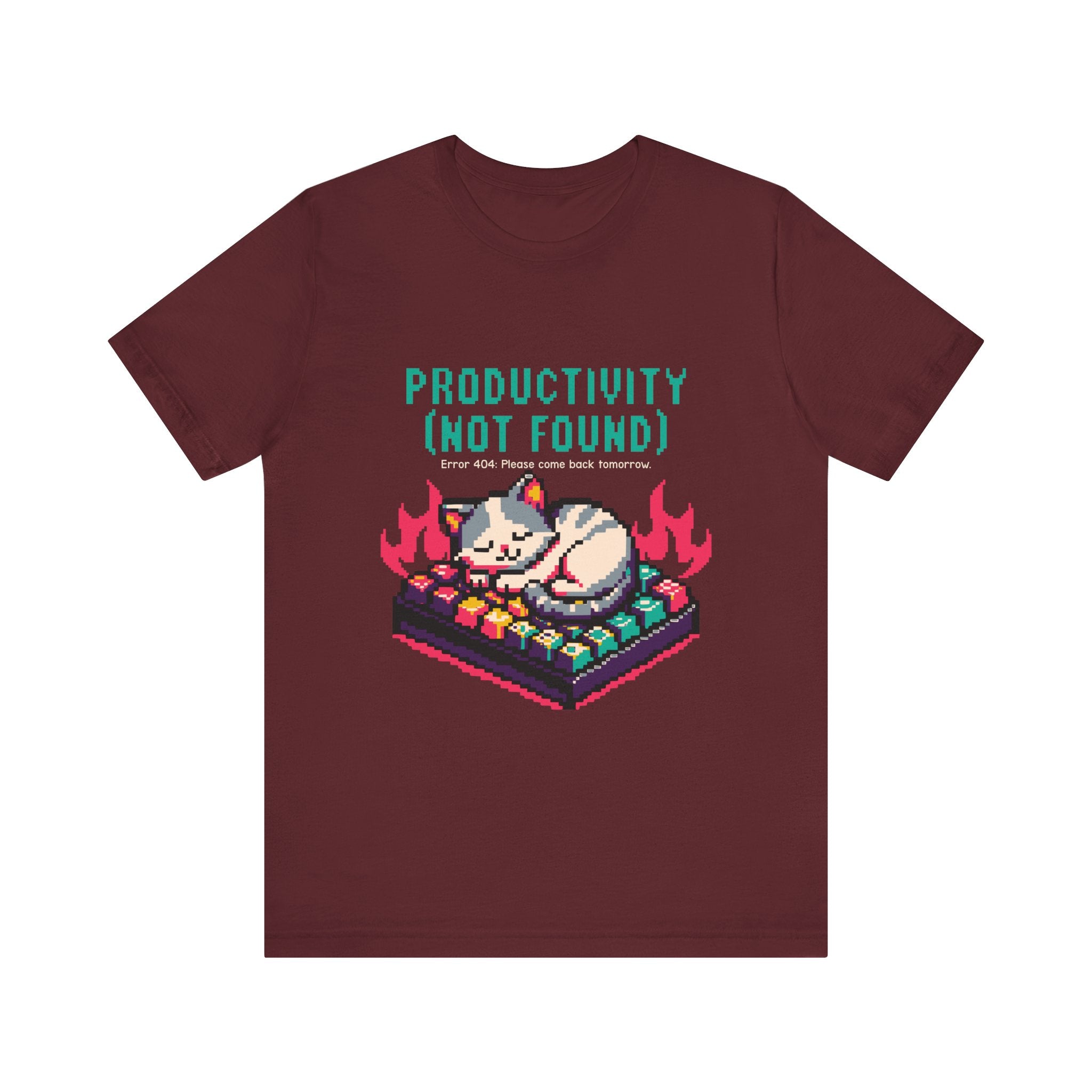 Productivity (Not Found) Cat Tee - Funny Retro Pixel Art T-Shirt