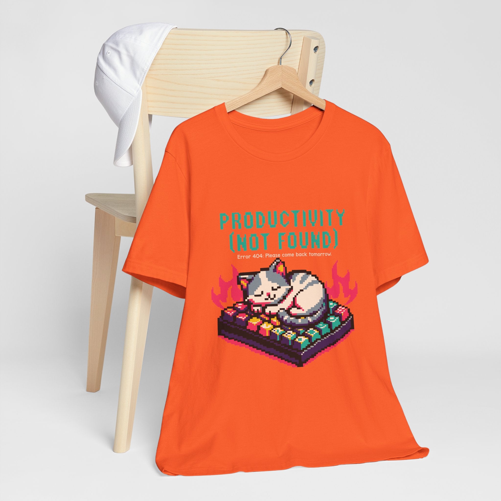 Productivity (Not Found) Cat Tee - Funny Retro Pixel Art T-Shirt
