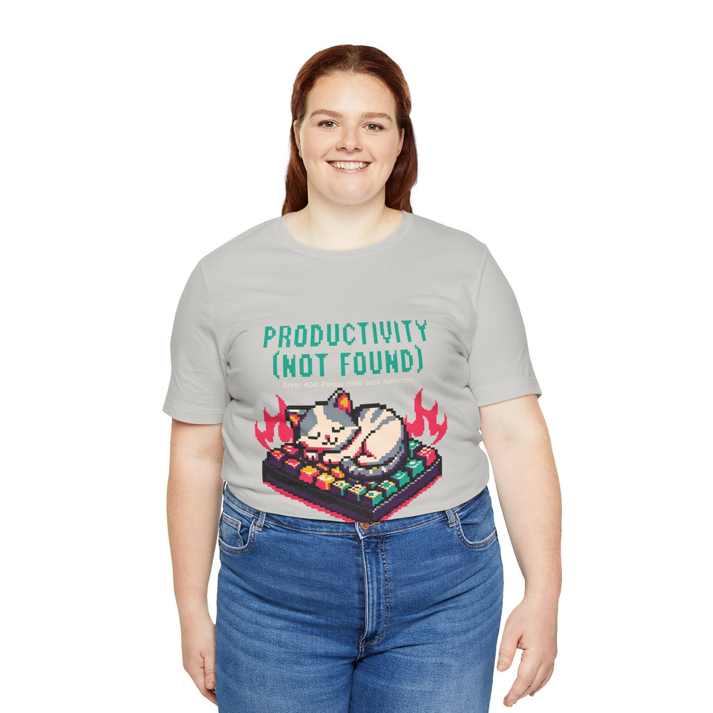 Productivity (Not Found) Cat Tee - Funny Retro Pixel Art T-Shirt