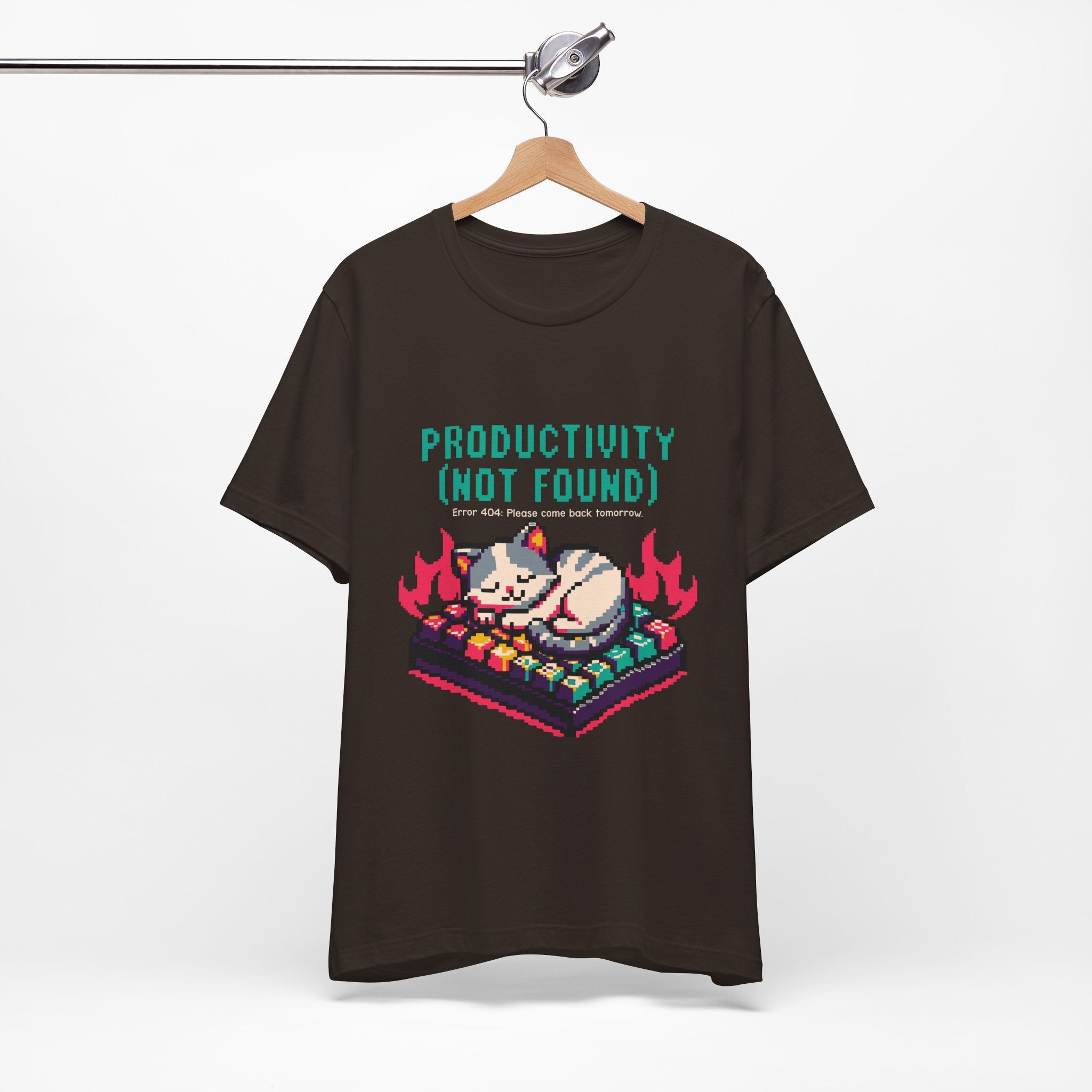 Productivity (Not Found) Cat Tee - Funny Retro Pixel Art T-Shirt