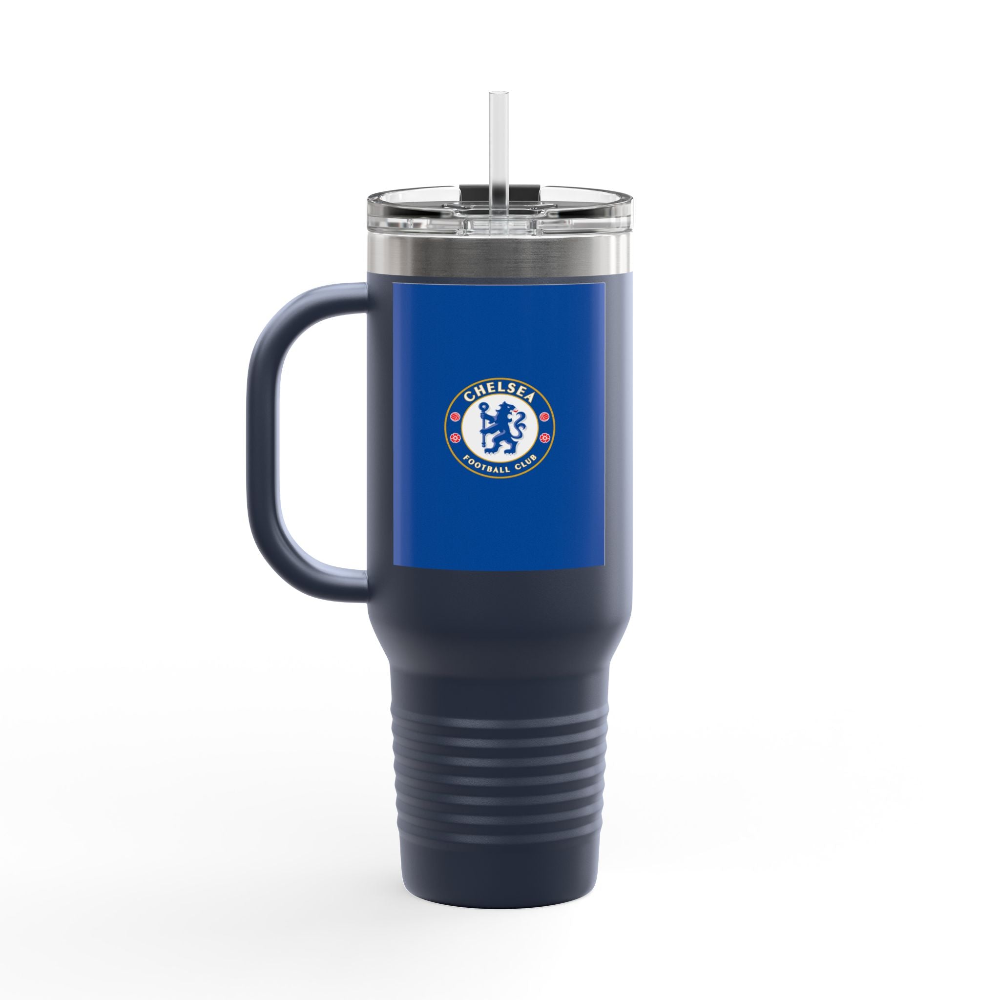 Chelsea FC 40oz Insulated Travel Mug — Stainless Steel Tumbler with Handle & Straw