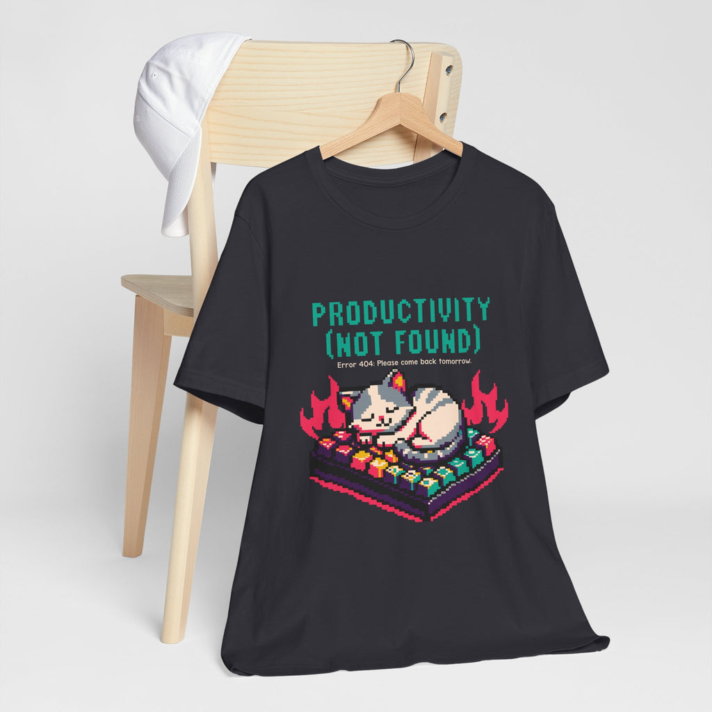 Productivity (Not Found) Cat Tee - Funny Retro Pixel Art T-Shirt