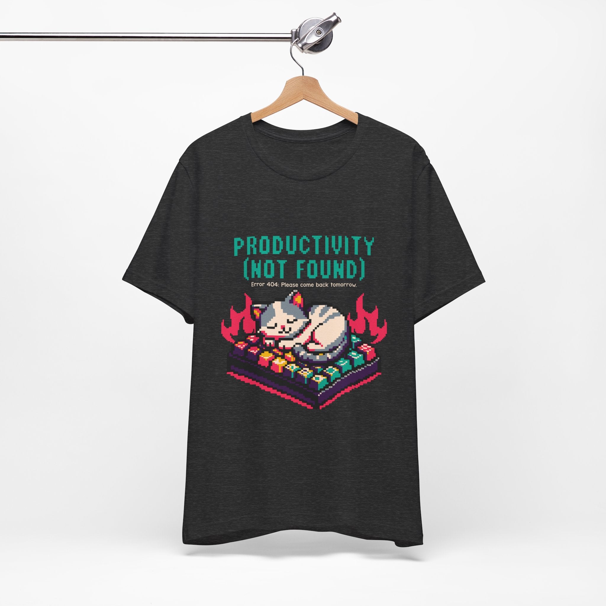 Productivity (Not Found) Cat Tee - Funny Retro Pixel Art T-Shirt