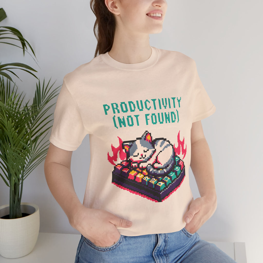 Productivity (Not Found) Cat Tee - Funny Retro Pixel Art T-Shirt