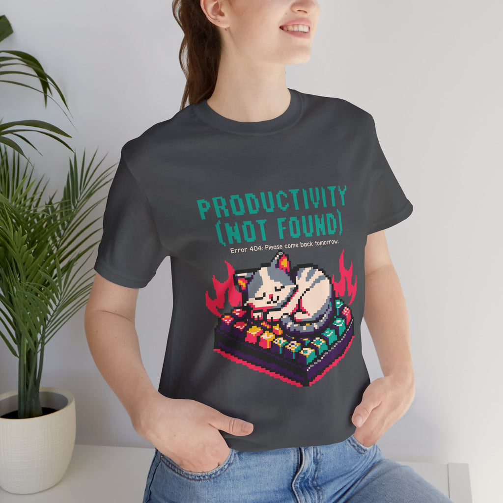 Productivity (Not Found) Cat Tee - Funny Retro Pixel Art T-Shirt