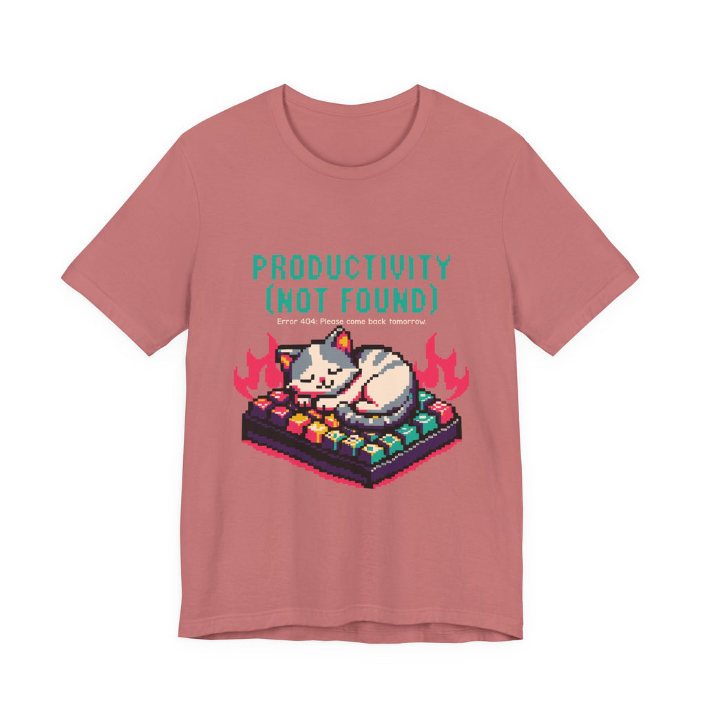 Productivity (Not Found) Cat Tee - Funny Retro Pixel Art T-Shirt