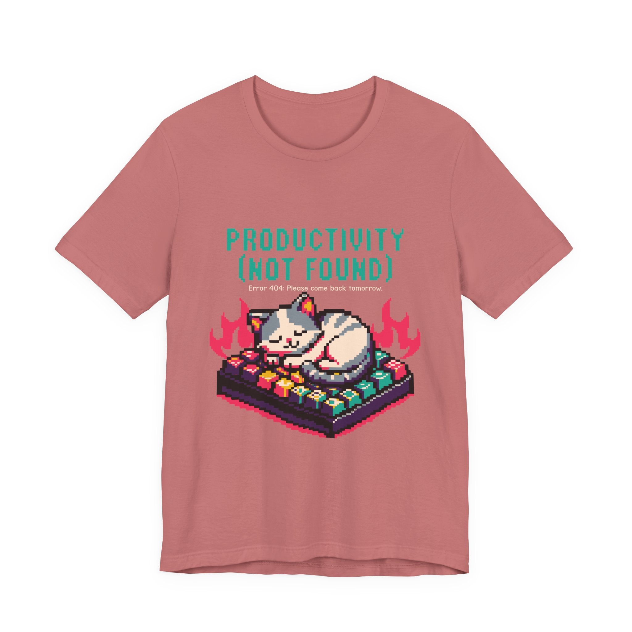 Productivity (Not Found) Cat Tee - Funny Retro Pixel Art T-Shirt