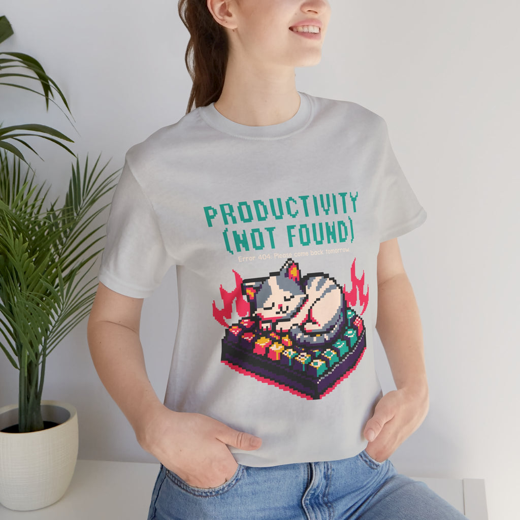 Productivity (Not Found) Cat Tee - Funny Retro Pixel Art T-Shirt