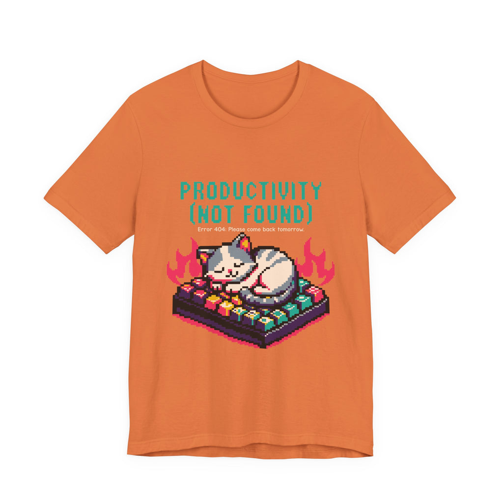 Productivity (Not Found) Cat Tee - Funny Retro Pixel Art T-Shirt