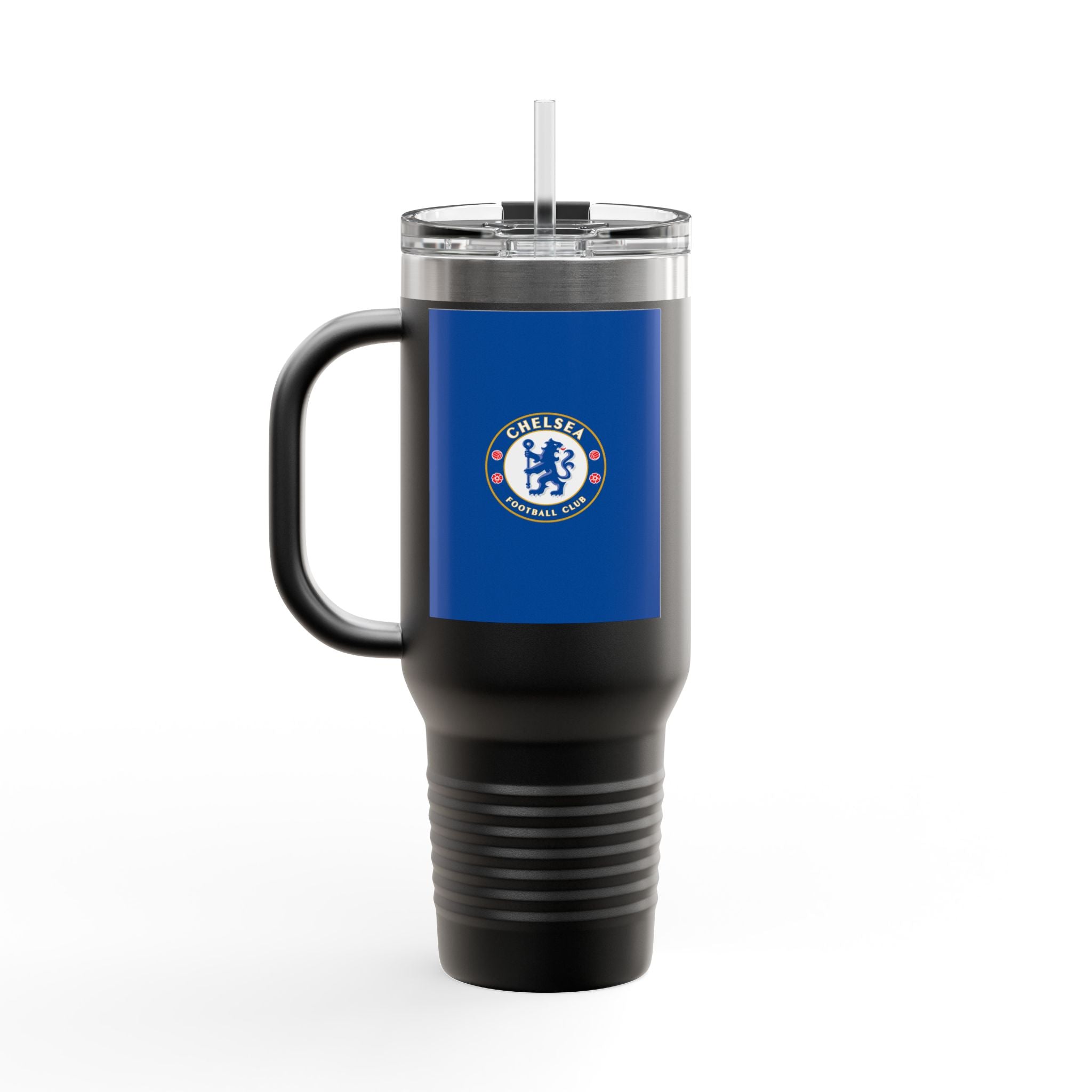 Chelsea FC 40oz Insulated Travel Mug — Stainless Steel Tumbler with Handle & Straw