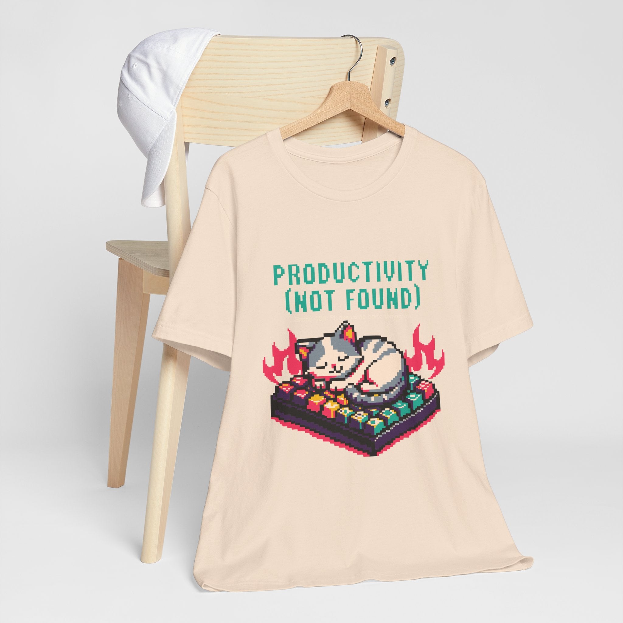 Productivity (Not Found) Cat Tee - Funny Retro Pixel Art T-Shirt
