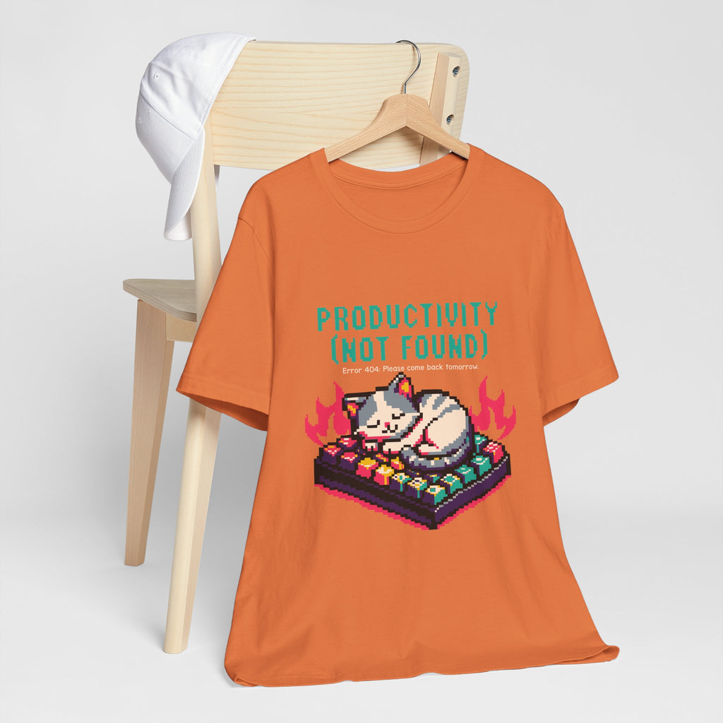 Productivity (Not Found) Cat Tee - Funny Retro Pixel Art T-Shirt