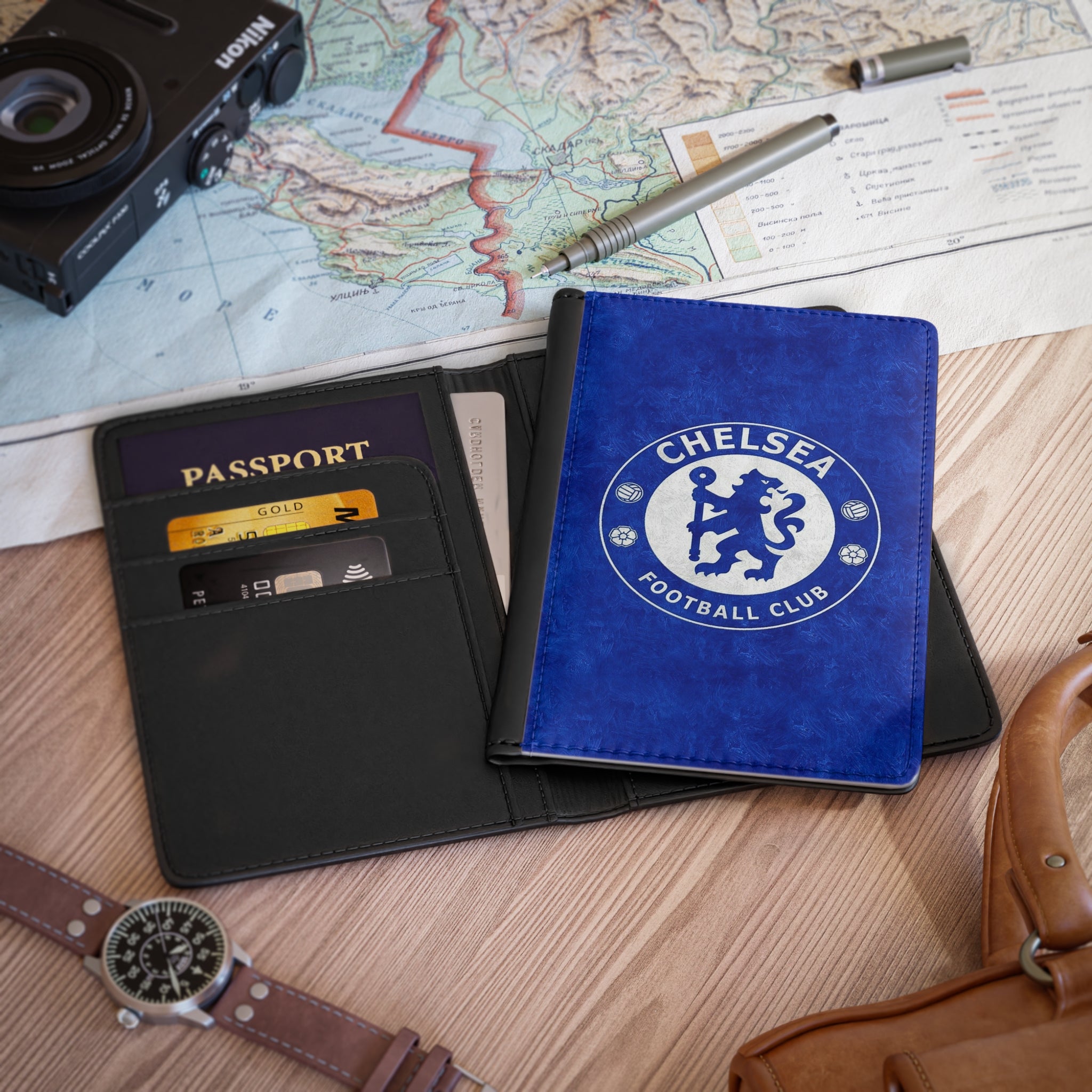 Passport Cover - Chelsea Football Club Blue Logo Travel Wallet