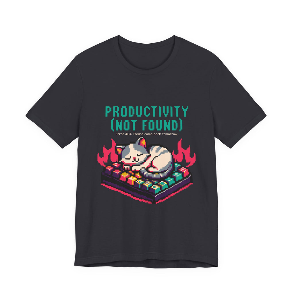 Productivity (Not Found) Cat Tee - Funny Retro Pixel Art T-Shirt