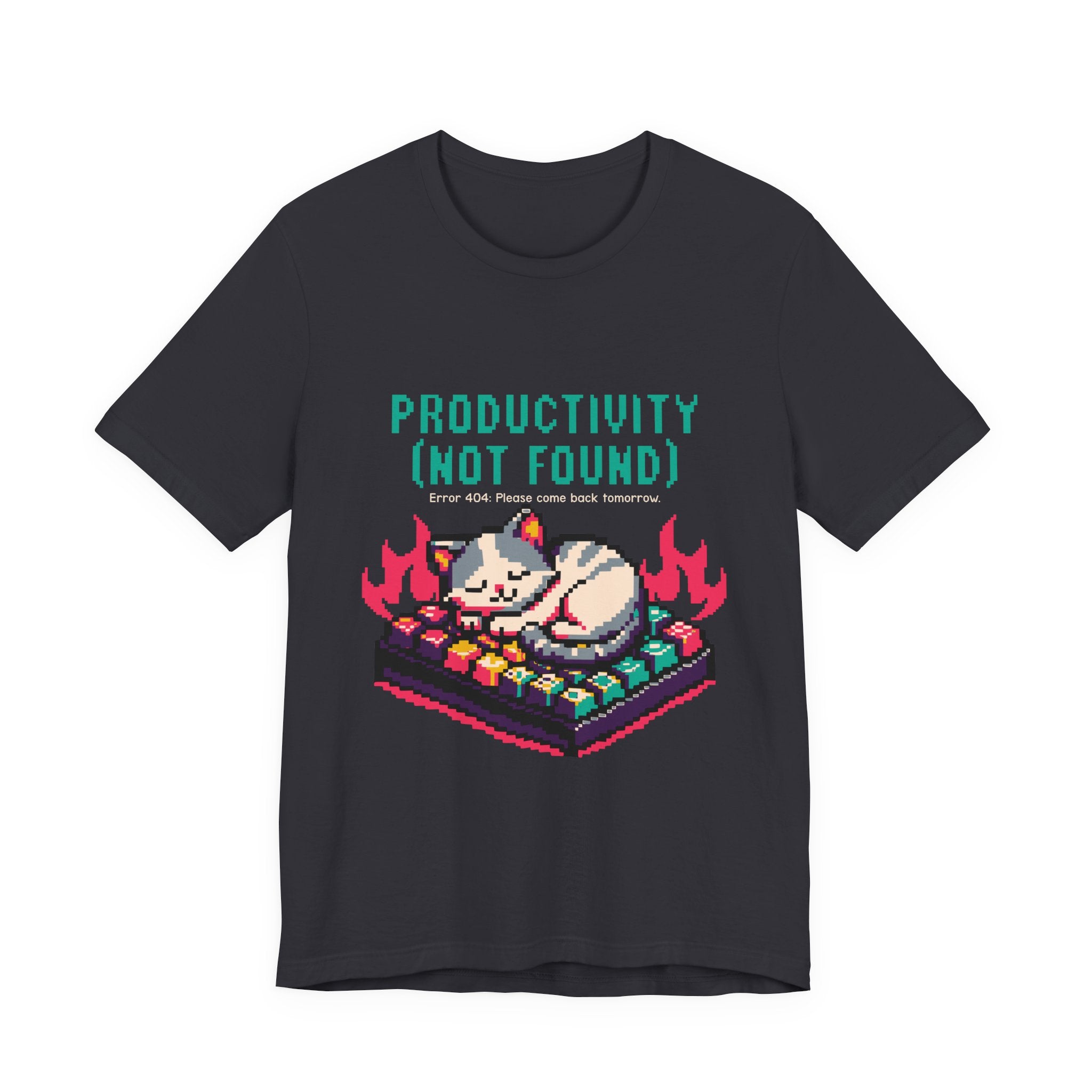 Productivity (Not Found) Cat Tee - Funny Retro Pixel Art T-Shirt