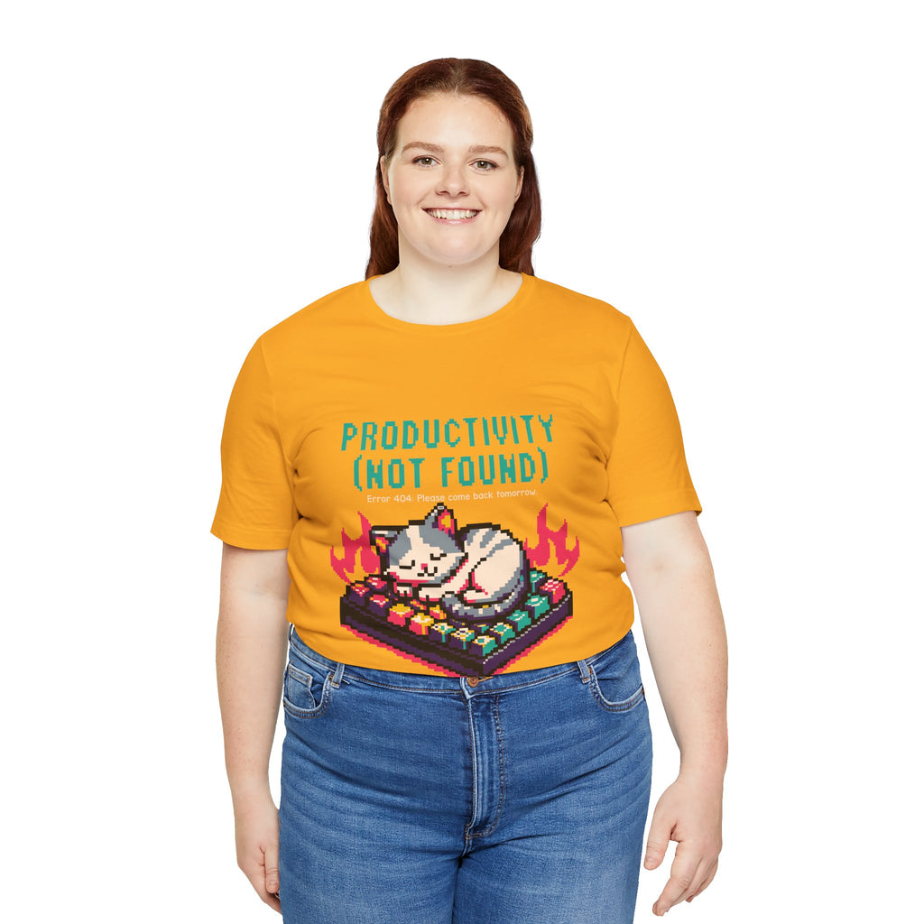 Productivity (Not Found) Cat Tee - Funny Retro Pixel Art T-Shirt