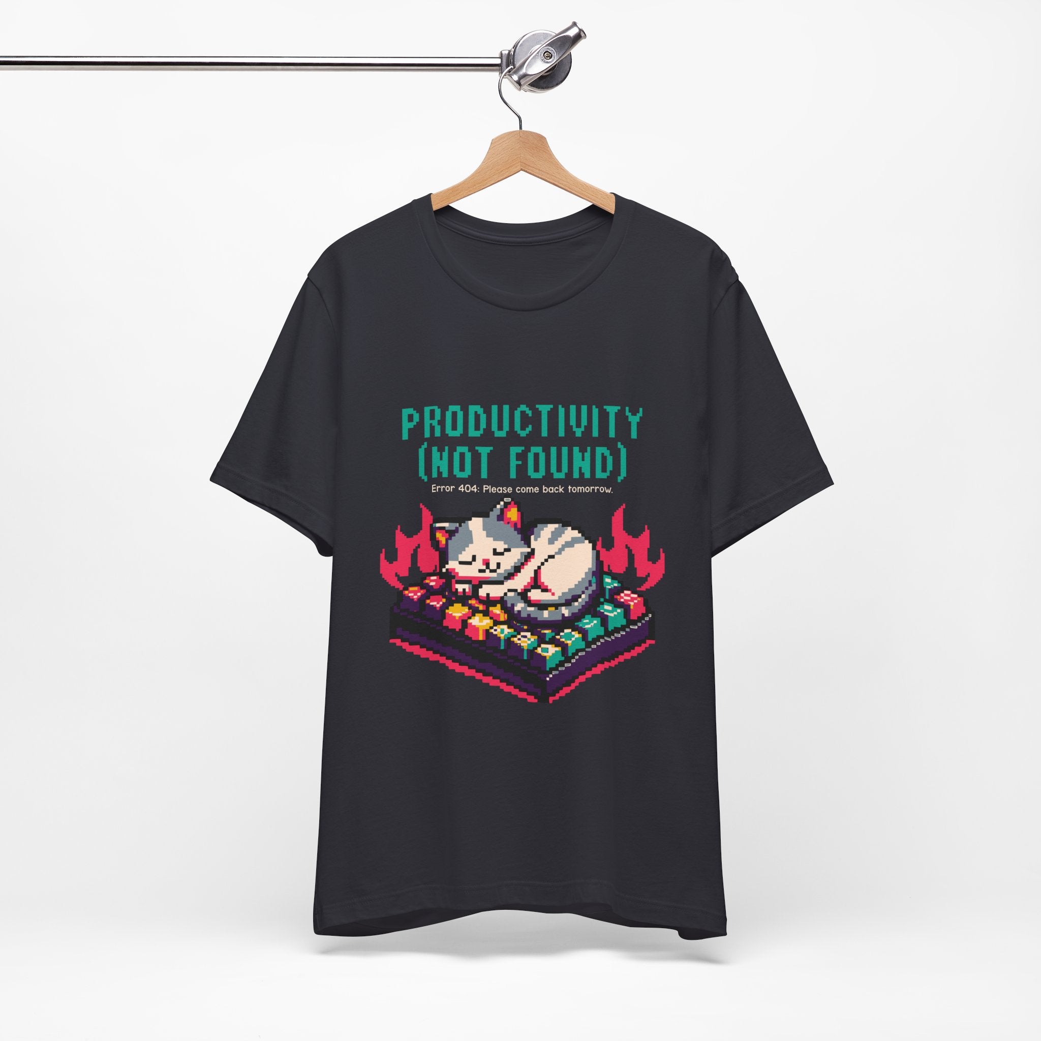 Productivity (Not Found) Cat Tee - Funny Retro Pixel Art T-Shirt