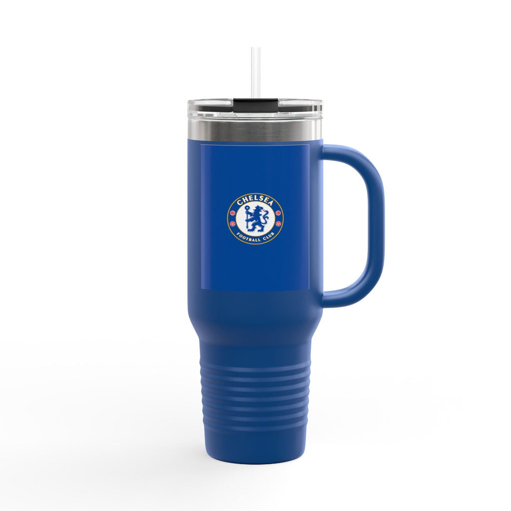 Chelsea FC 40oz Insulated Travel Mug — Stainless Steel Tumbler with Handle & Straw