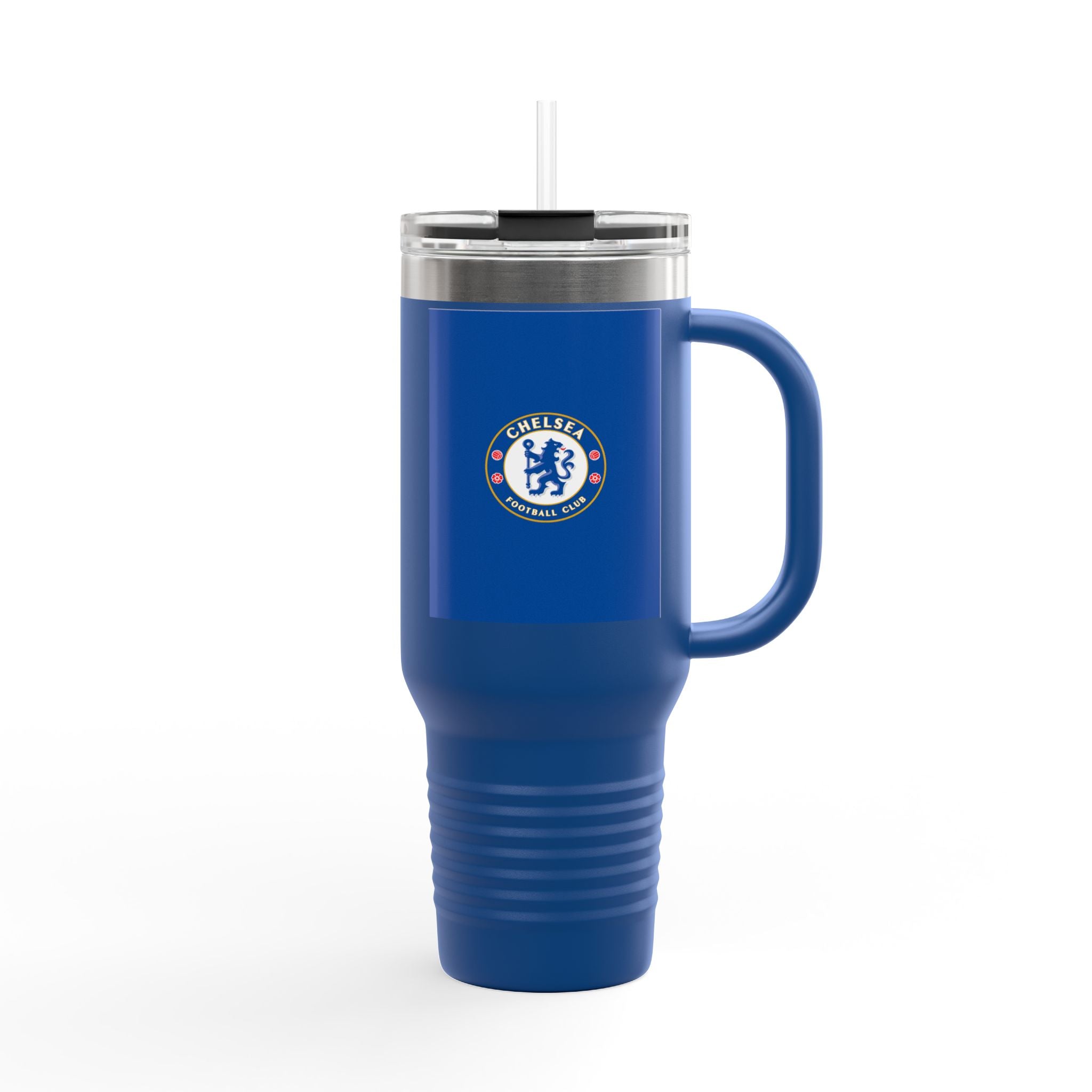 Chelsea FC 40oz Insulated Travel Mug — Stainless Steel Tumbler with Handle & Straw