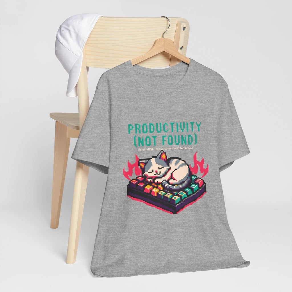 Productivity (Not Found) Cat Tee - Funny Retro Pixel Art T-Shirt