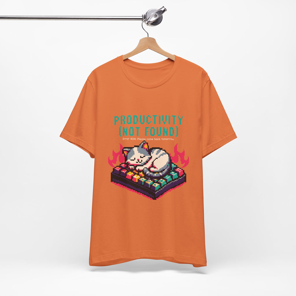 Productivity (Not Found) Cat Tee - Funny Retro Pixel Art T-Shirt