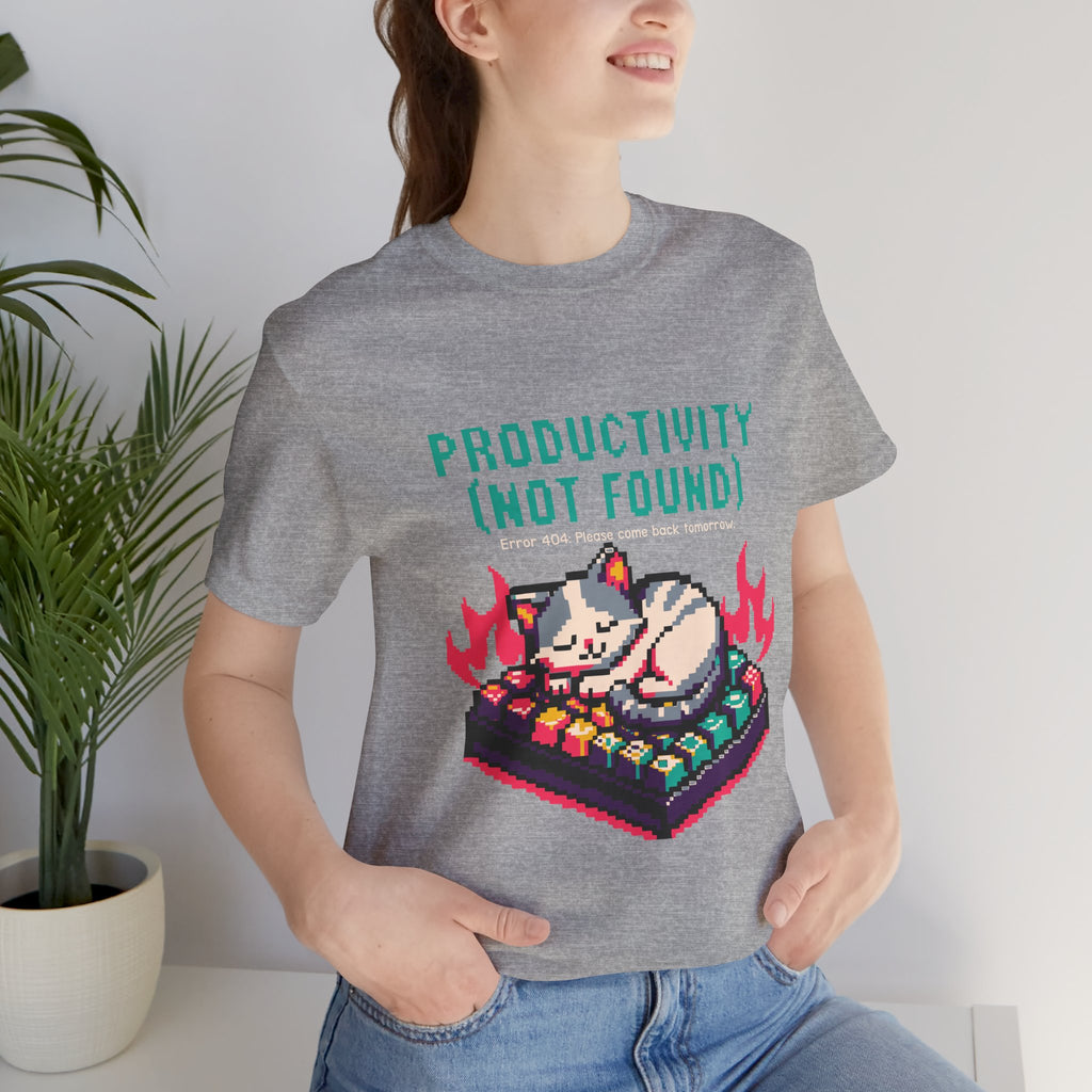 Productivity (Not Found) Cat Tee - Funny Retro Pixel Art T-Shirt